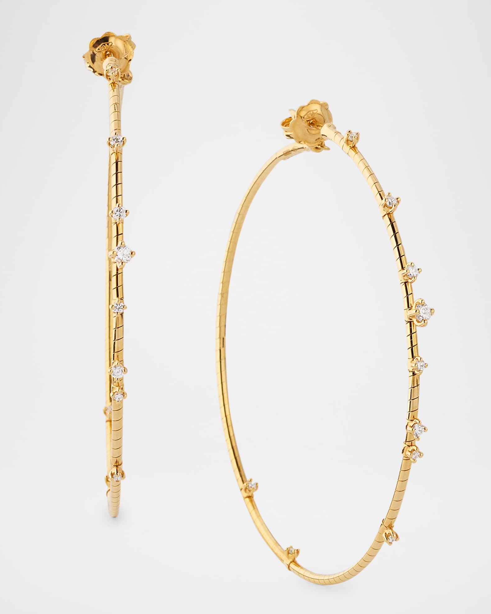 18k Yellow Gold Diamond Hoop Earrings 0