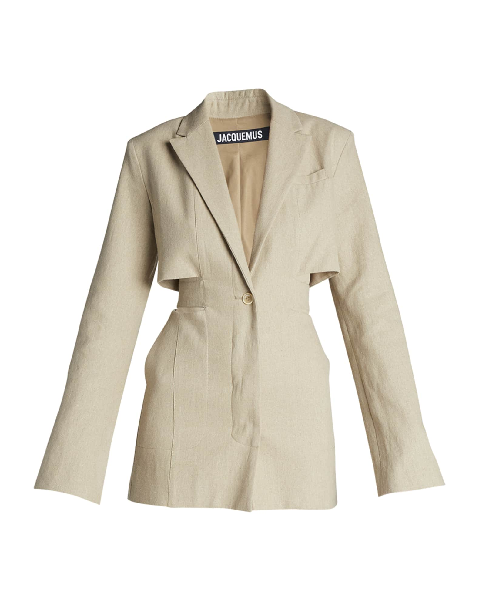 Jacquemus Bari Slash Cutout Blazer Mini Dress | Neiman Marcus