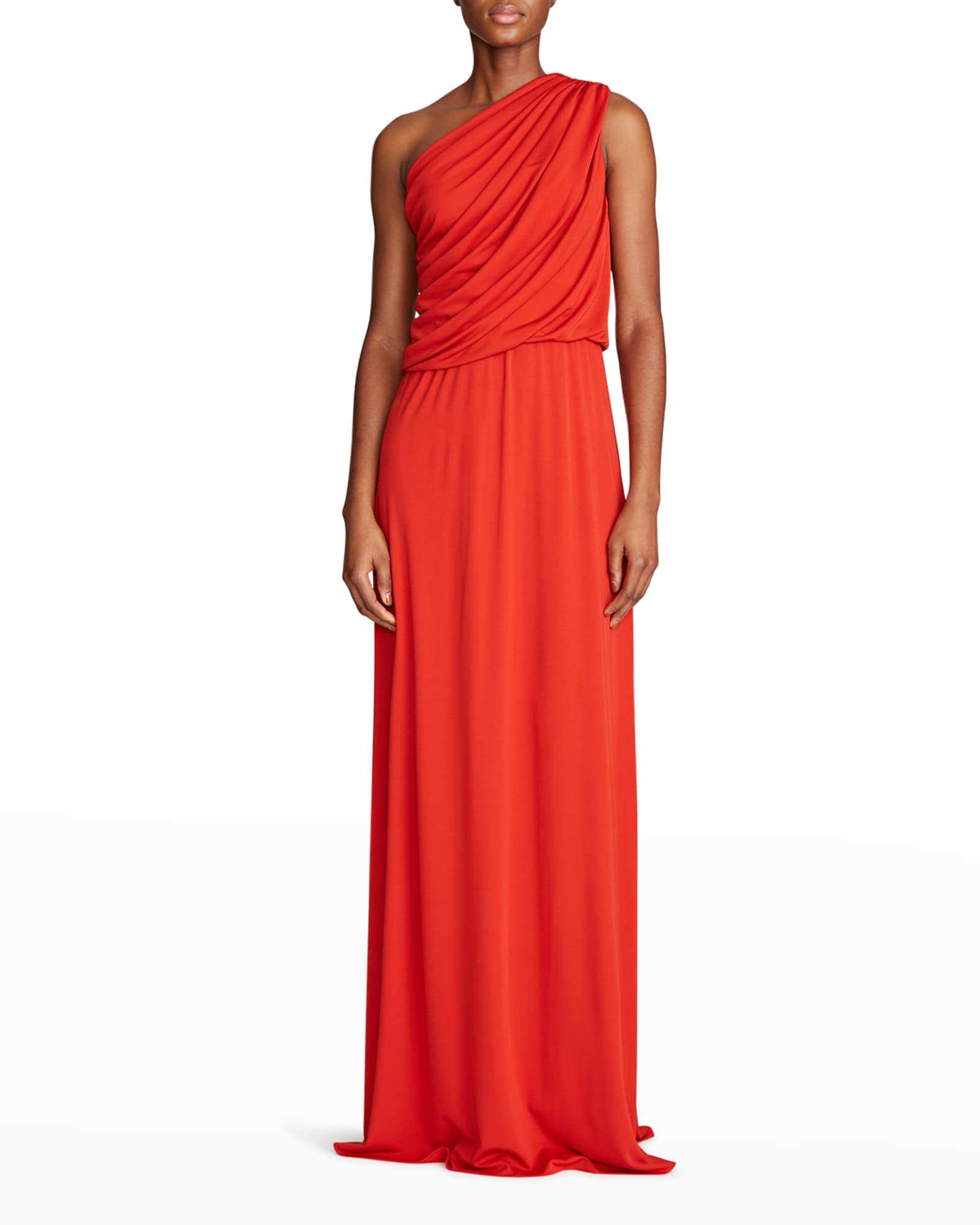 Halston Charlee Draped OneShoulder Jersey Gown Neiman Marcus