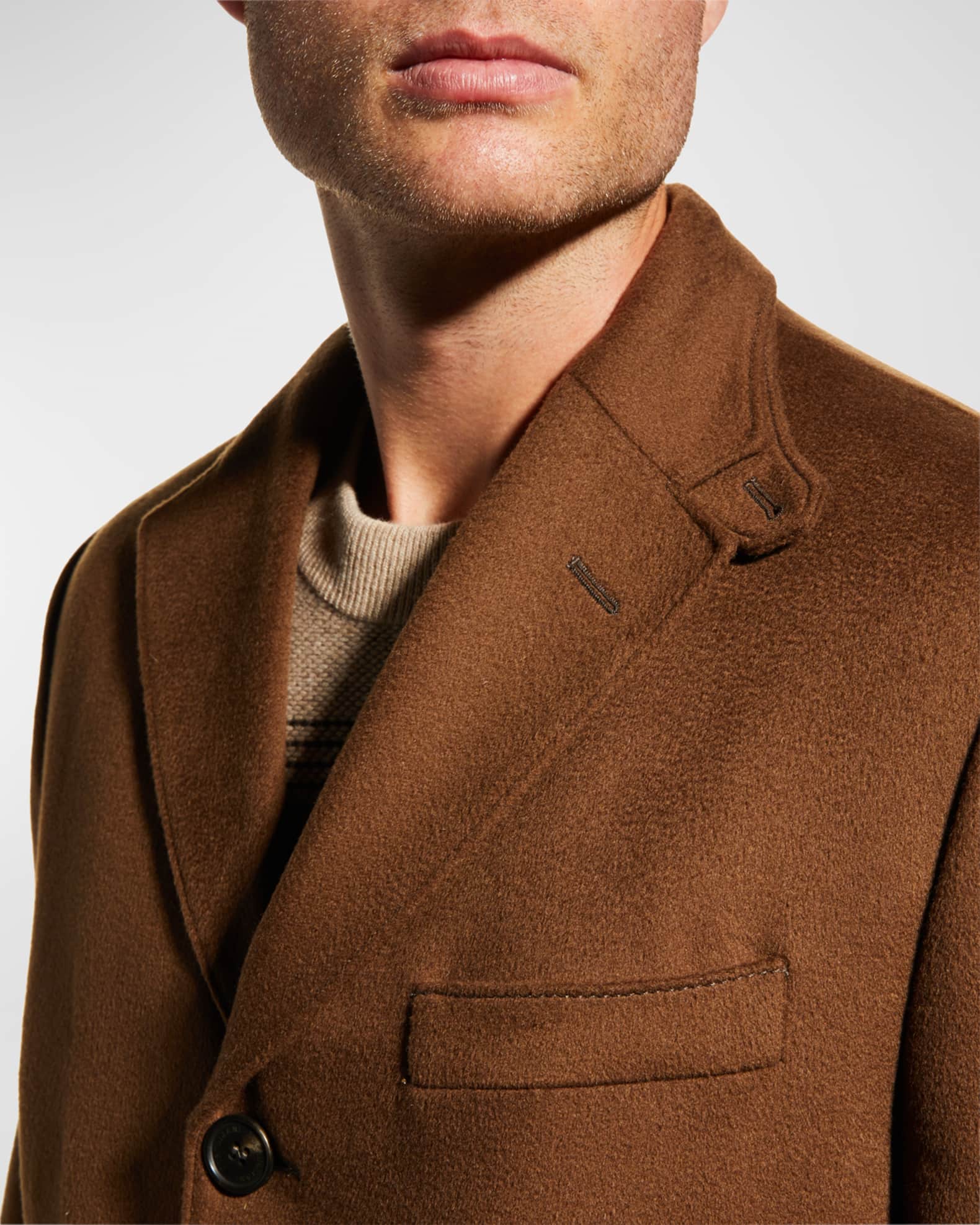 Corneliani | Topcoat in Camel by Corneliani Camel / 52 | Men's Outerwear Exclusive at The Shoe Hive