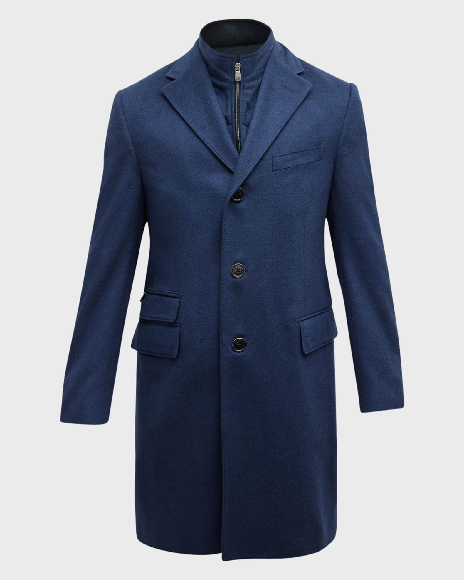 Corneliani Men's Solid Wool Topcoat with Liner | Neiman Marcus