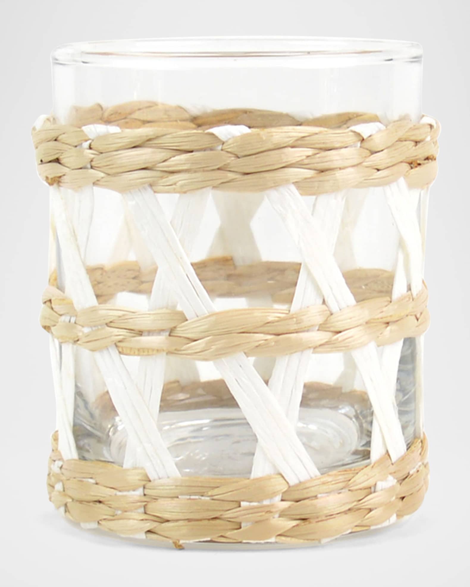 8 Oak Lane White Rattan Old-Fashioned Glasses, Set of 4