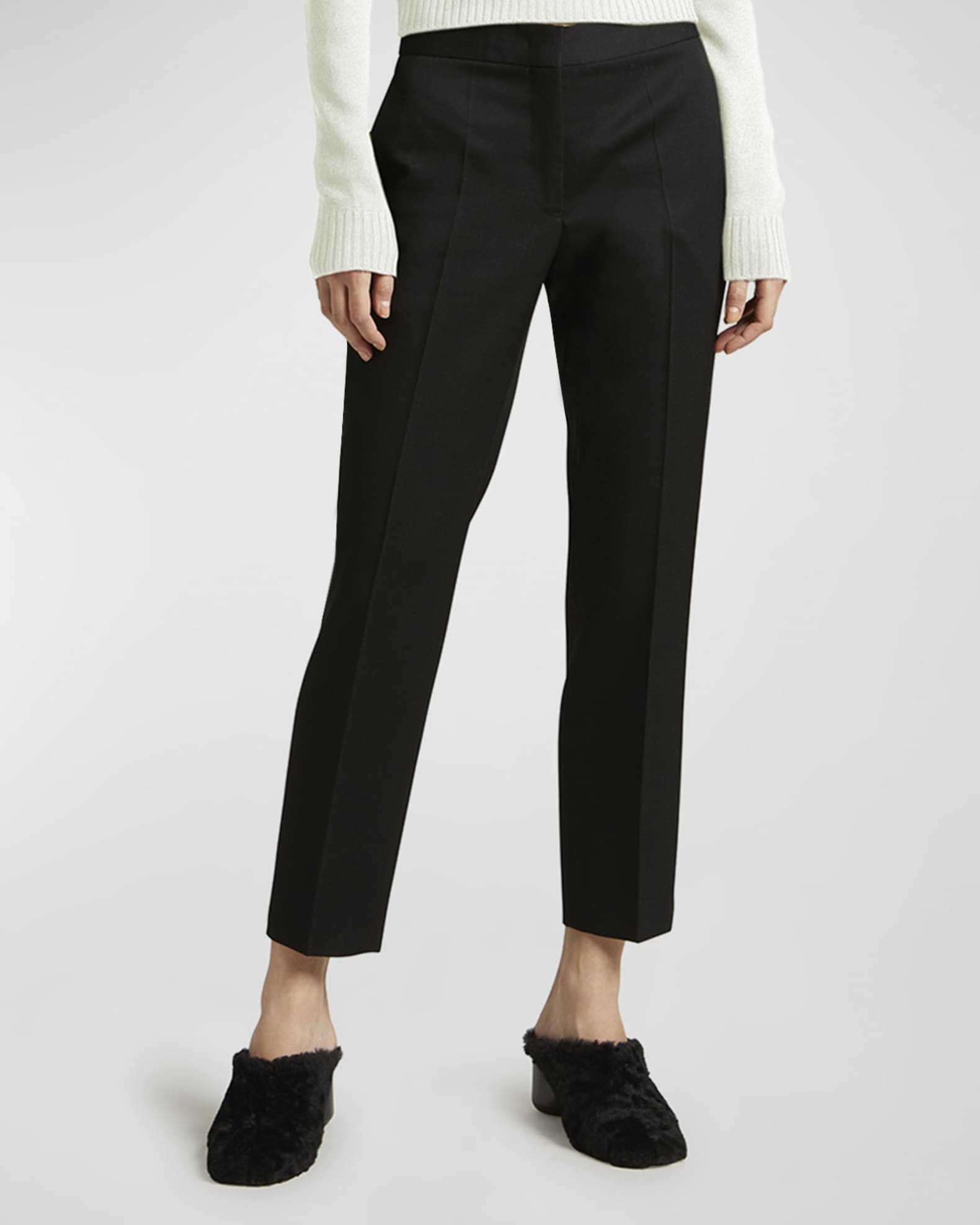 Jil Sander Straight-Leg Ankle Grain De Poudre Trousers | Neiman Marcus