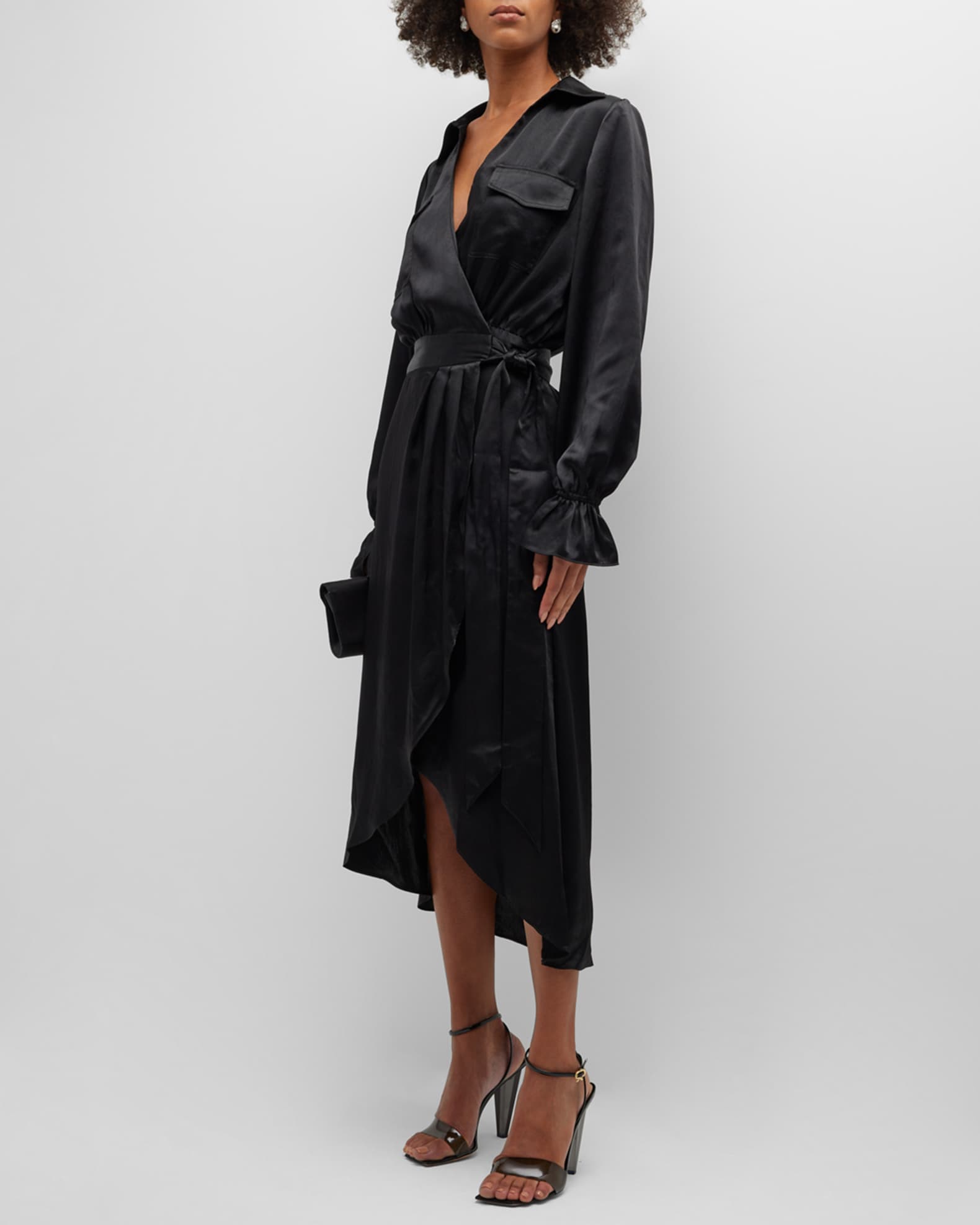 Cerelia | Satin Wrap Midi Dress