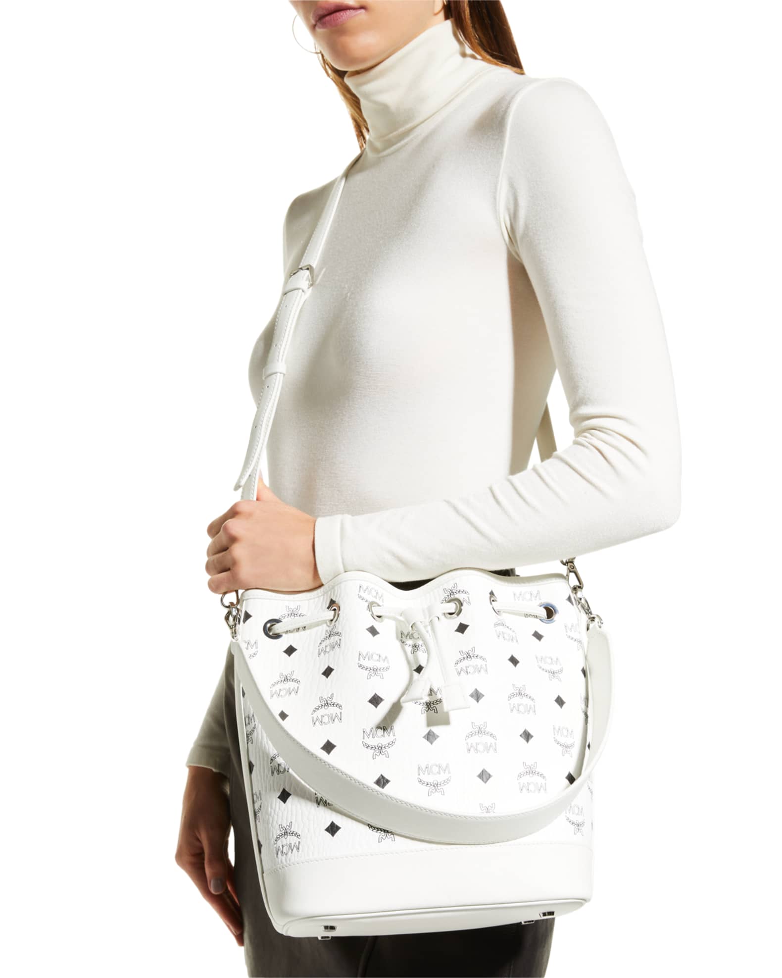 MCM Dessau Medium Monogram Drawstring Bucket Bag Neiman Marcus