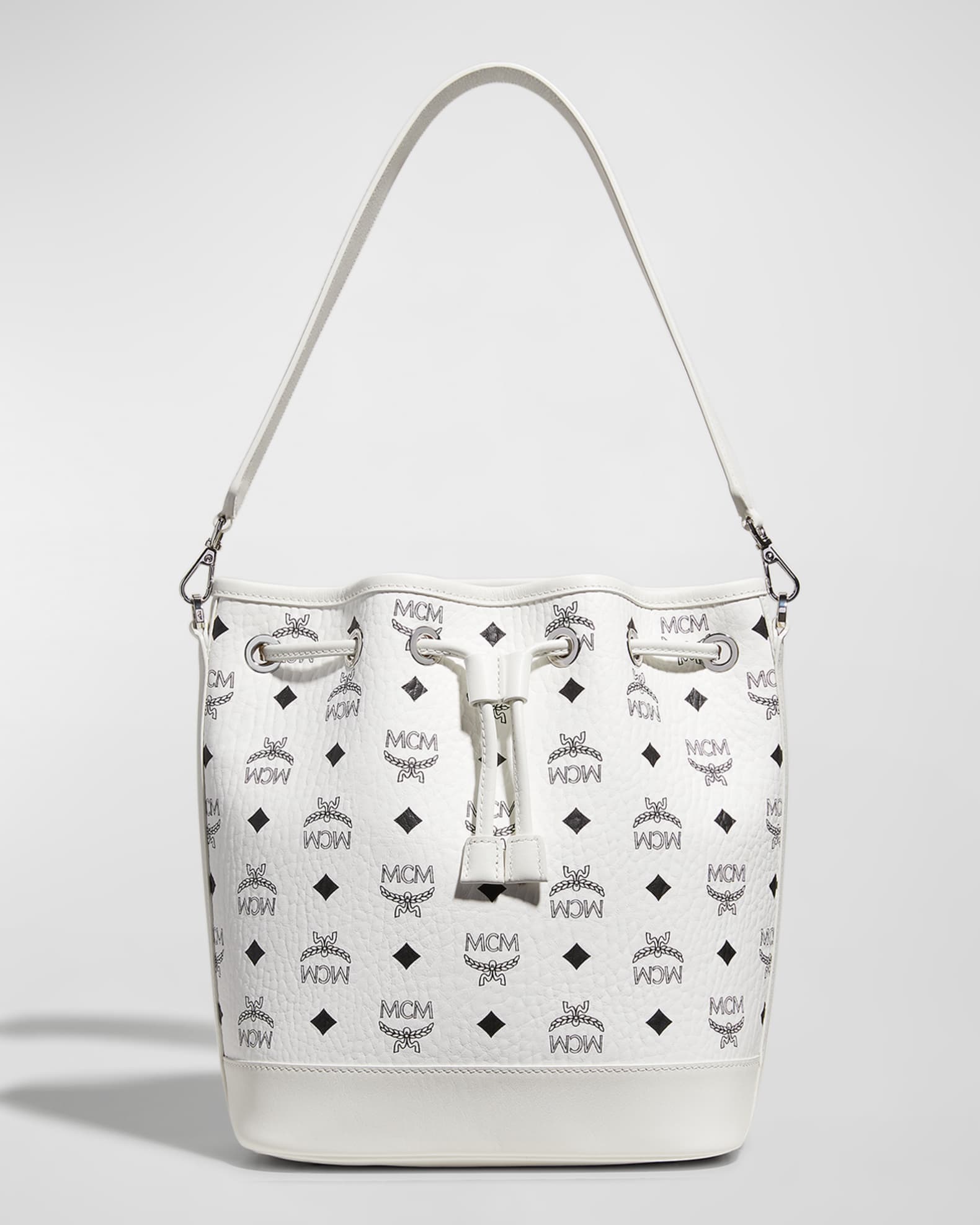 MCM Dessau Medium Monogram Drawstring Bucket Bag | Neiman Marcus