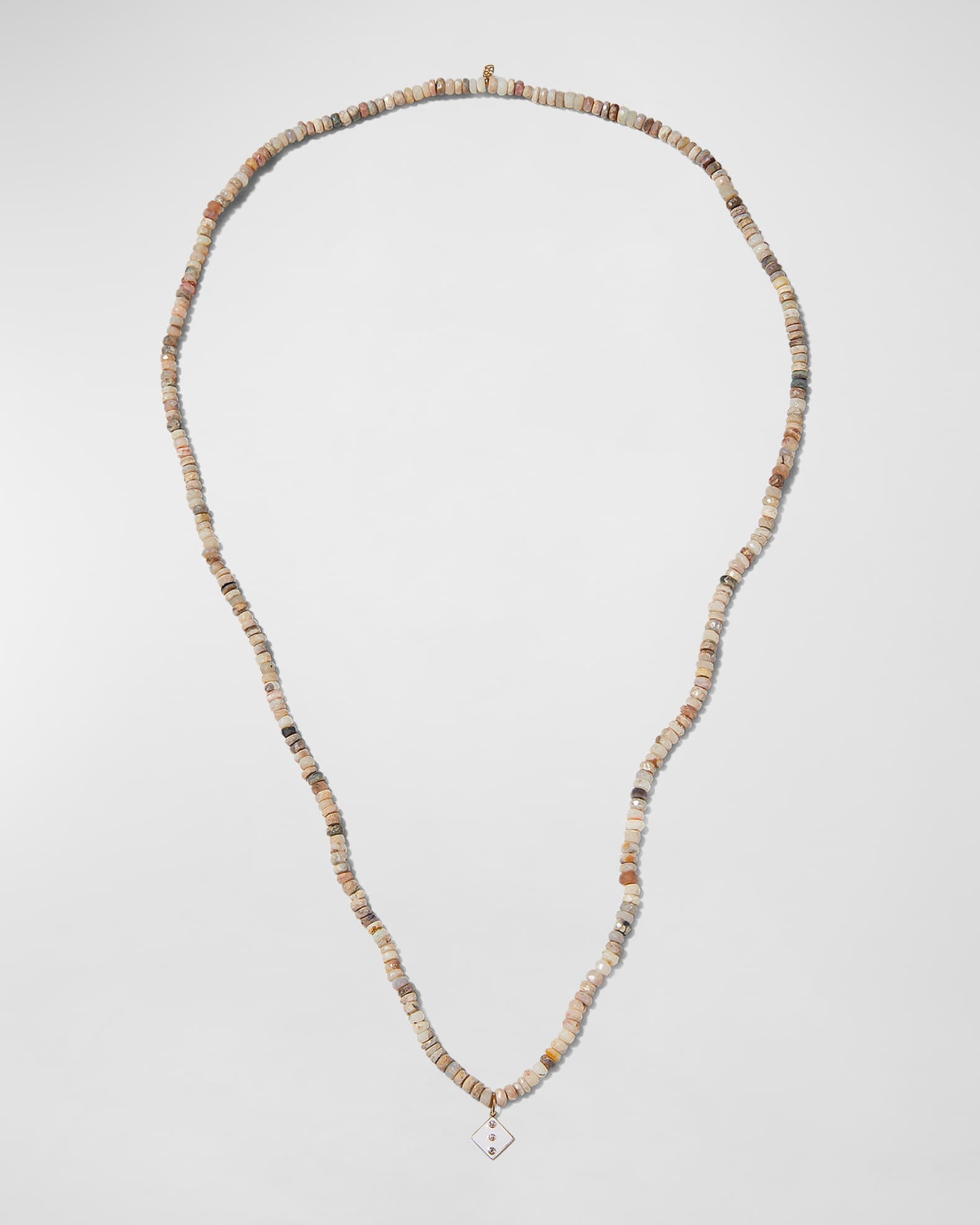 Men's Beaded Opal Dice Charm Necklace w/ Diamonds 0