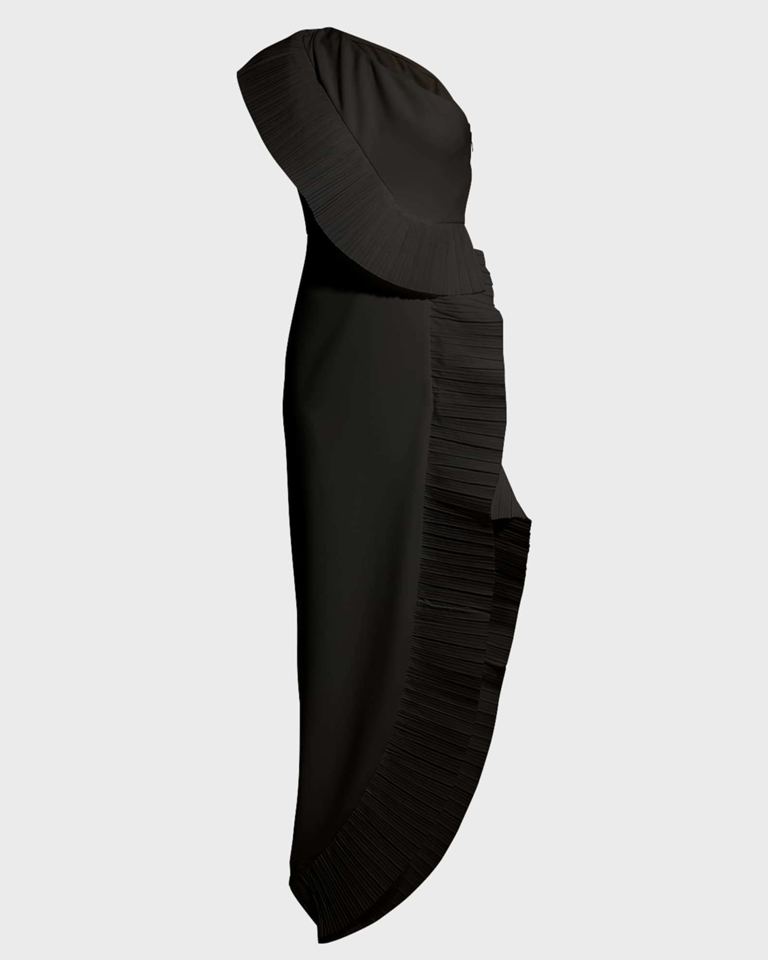 one33 social pleated ruffle asymmetrical crepe gown