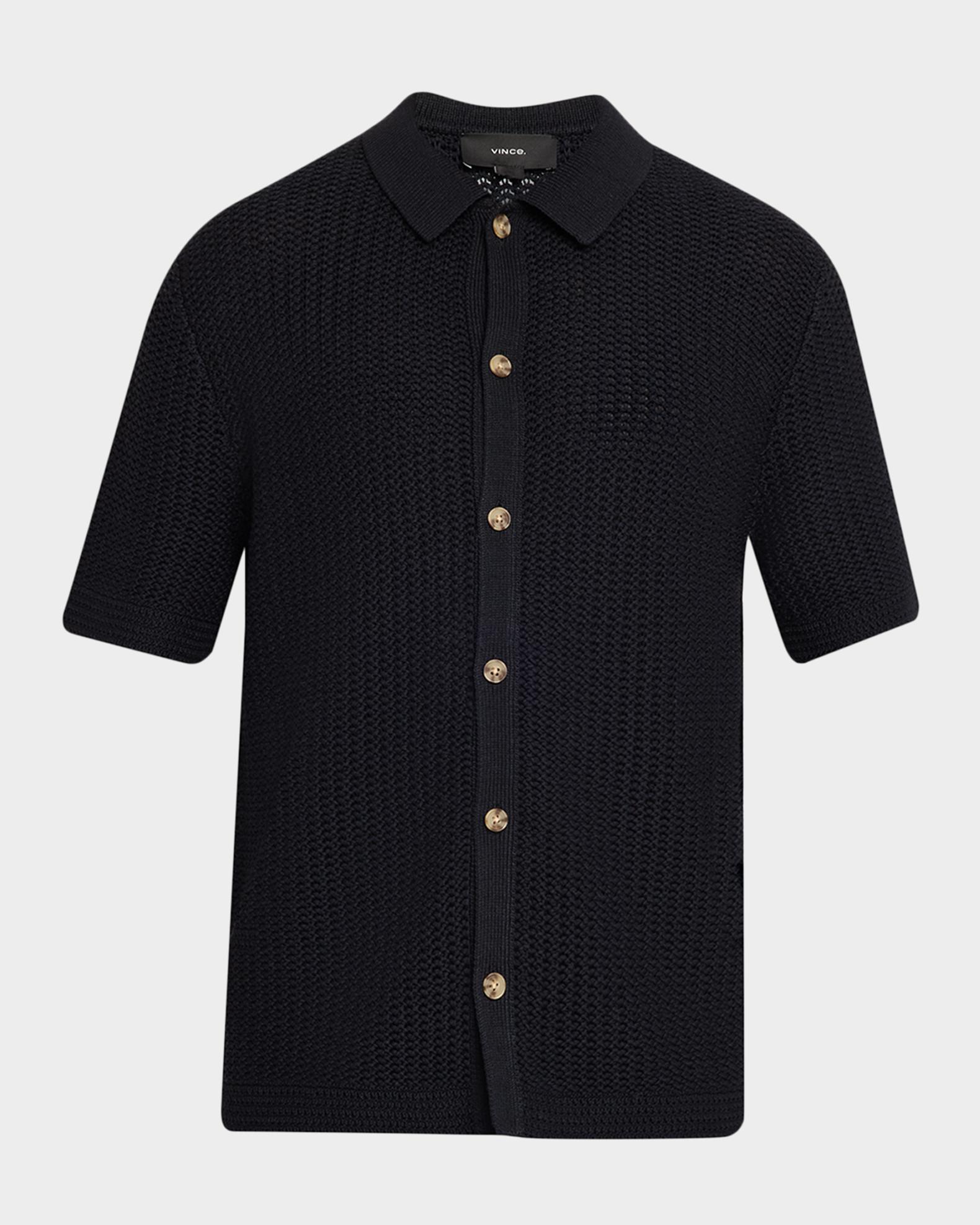 Men's Crochet Button-Down Shirt | Neiman Marcus