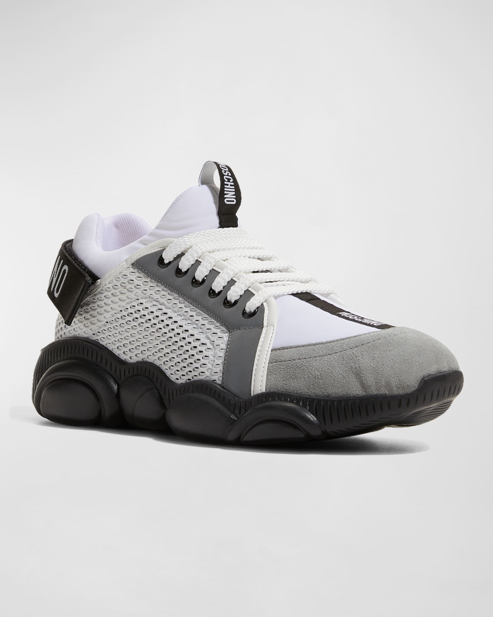 Moschino Men s Mesh Fabric Teddy Sneakers Neiman Marcus