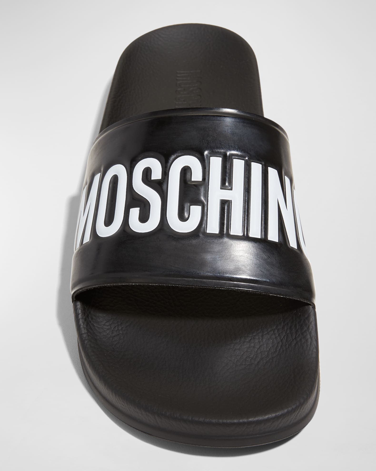 Moschino Men's Logo Rubber Pool Slides | Neiman Marcus