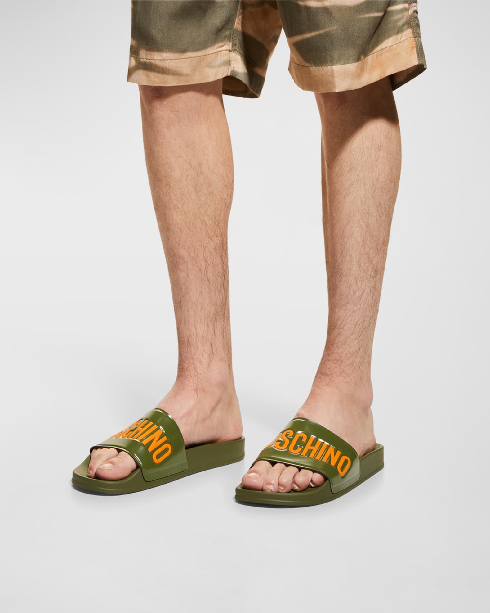 Moschino Men's Logo Slides | Neiman Marcus