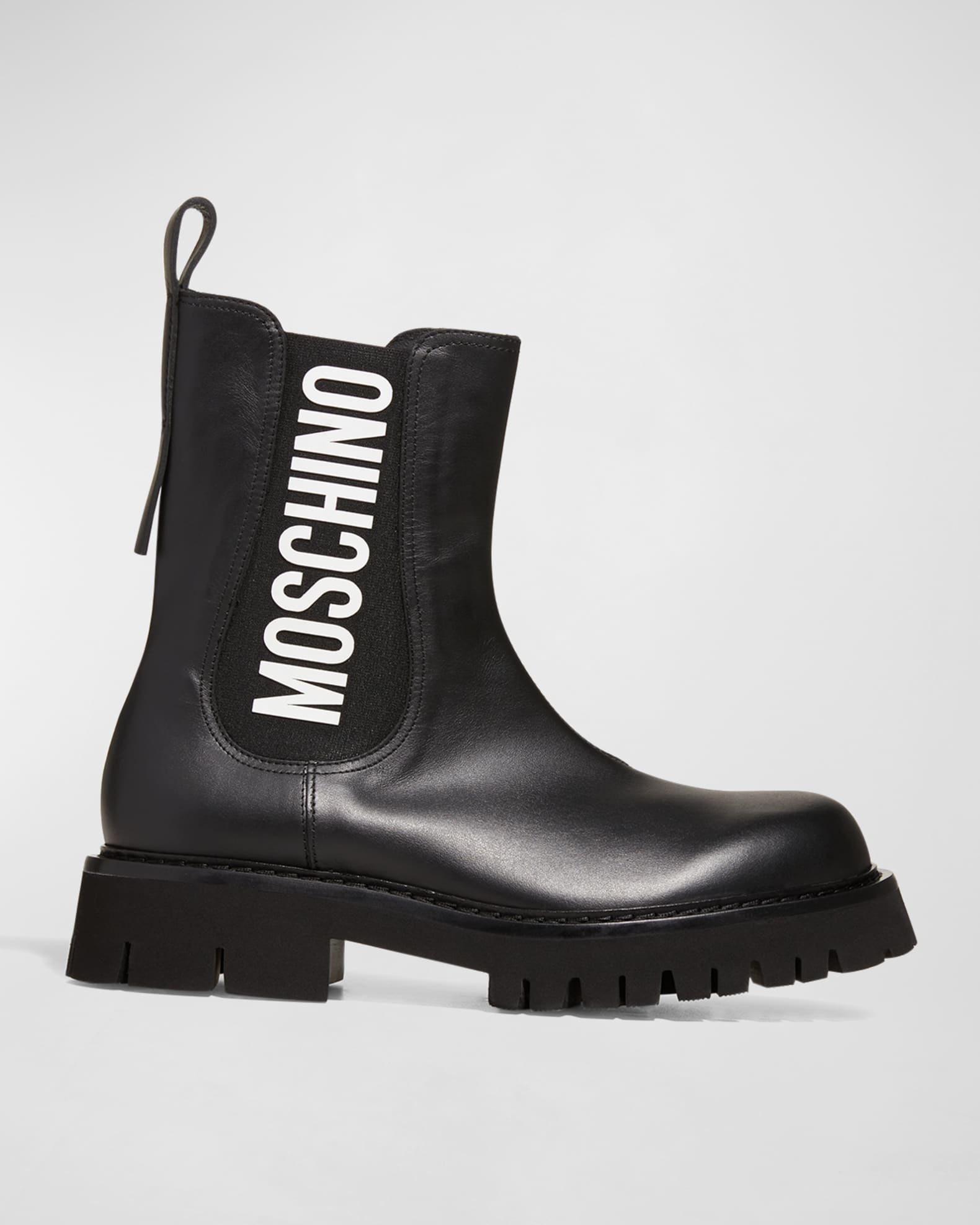 Moschino Men's Leather Logo Chelsea Boots