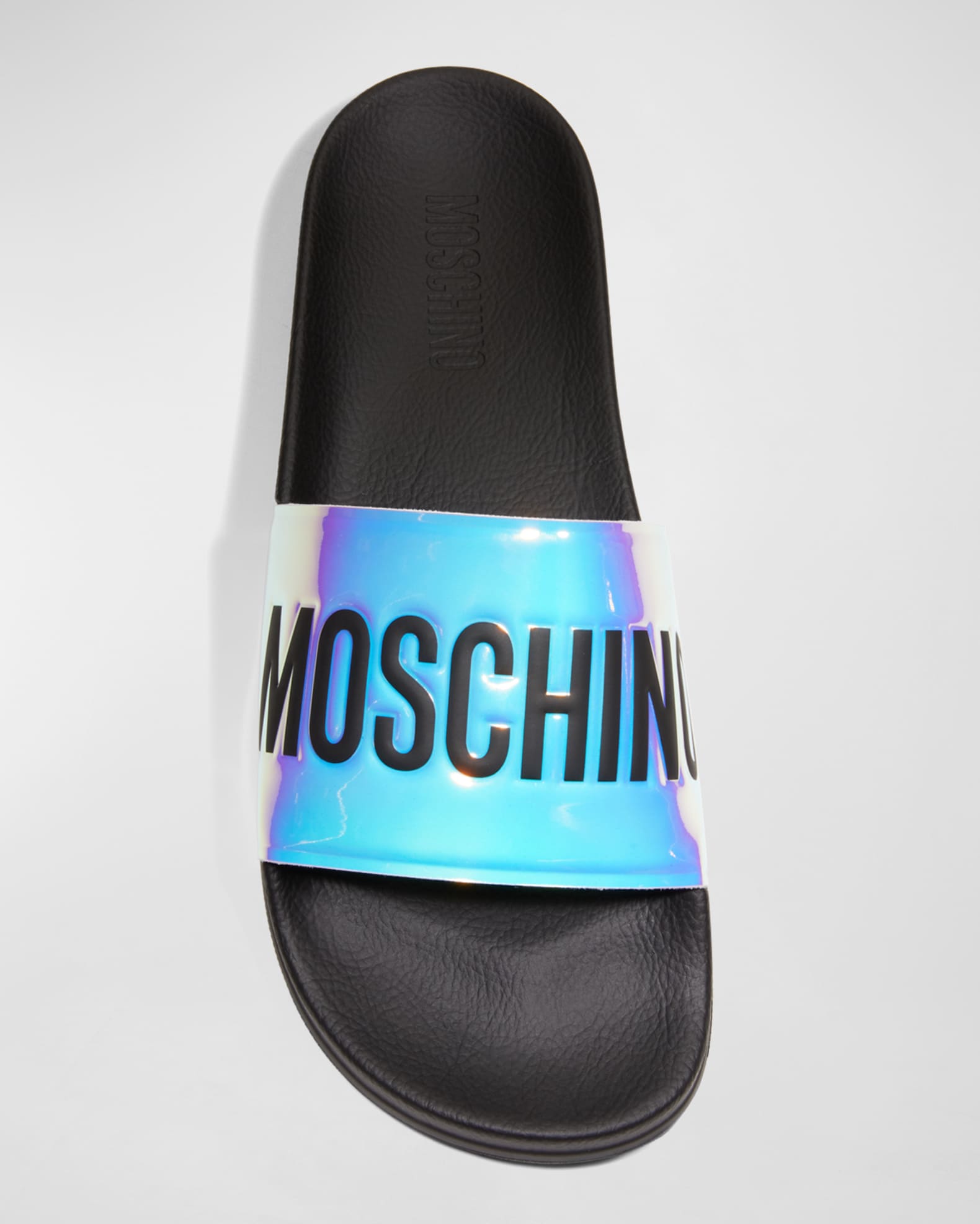 Moschino logo pool slides store