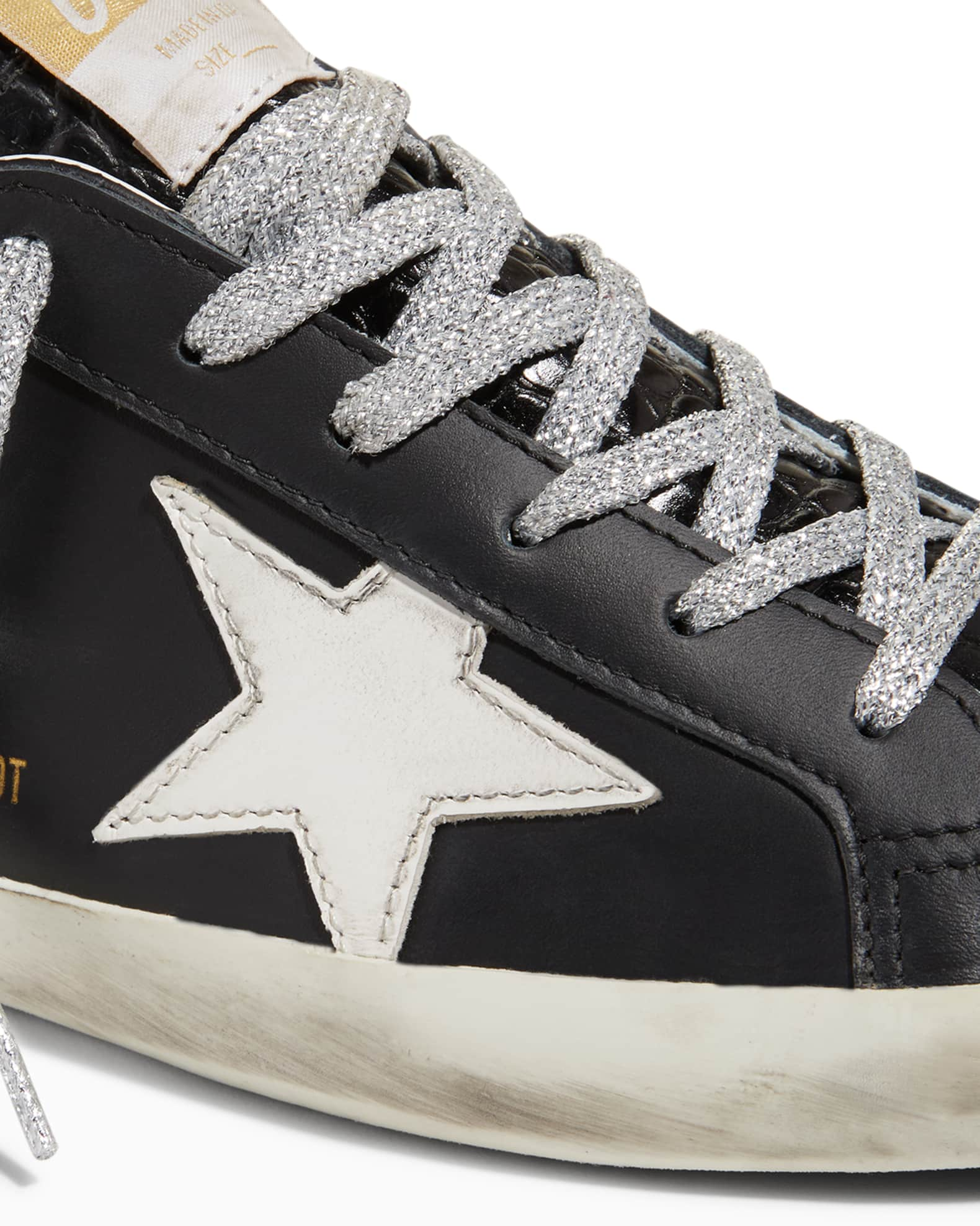 Golden Goose Superstar Leather Glitter Low-Top Sneakers | Neiman Marcus