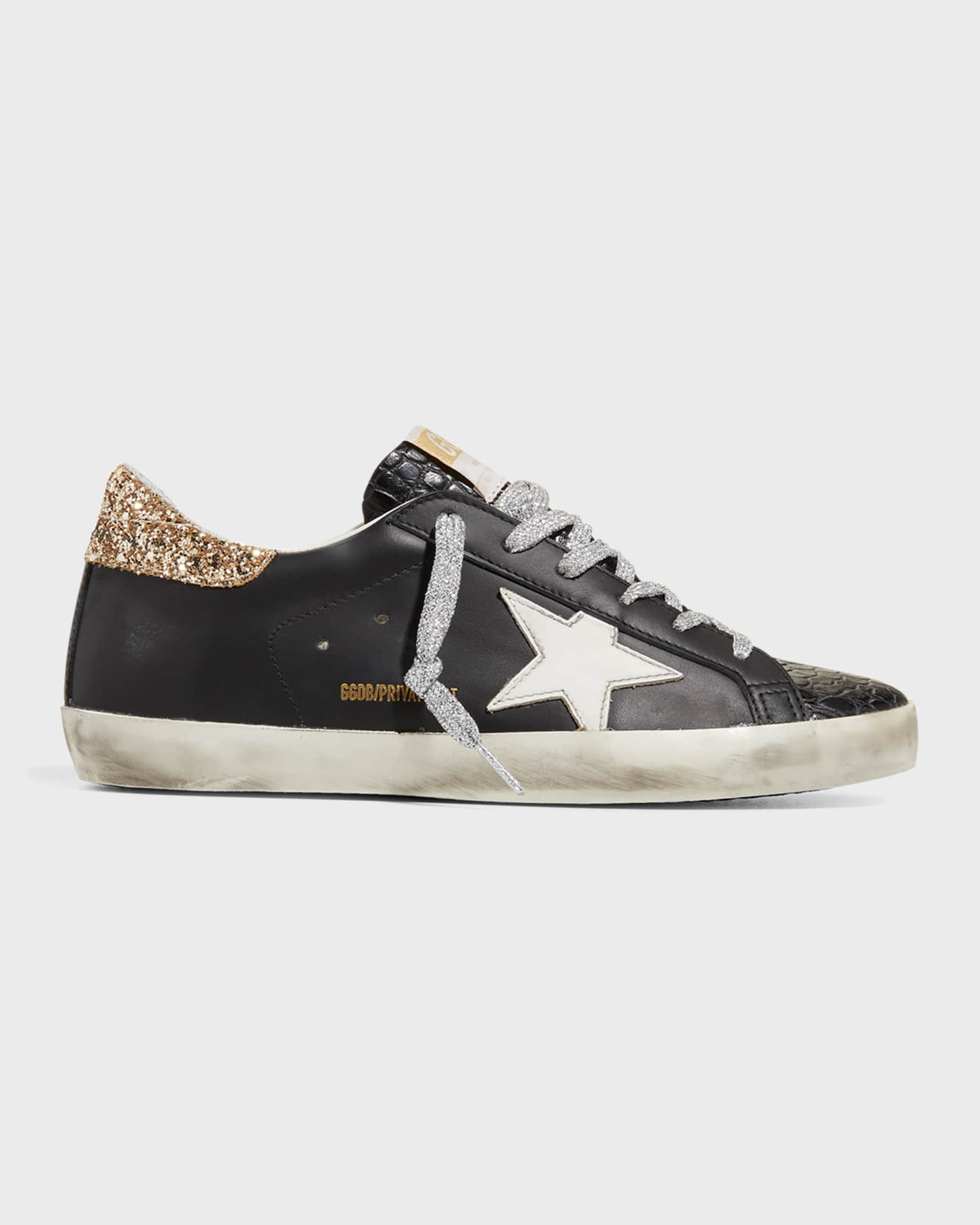 Golden Goose Superstar Leather Glitter Low-Top Sneakers | Neiman Marcus