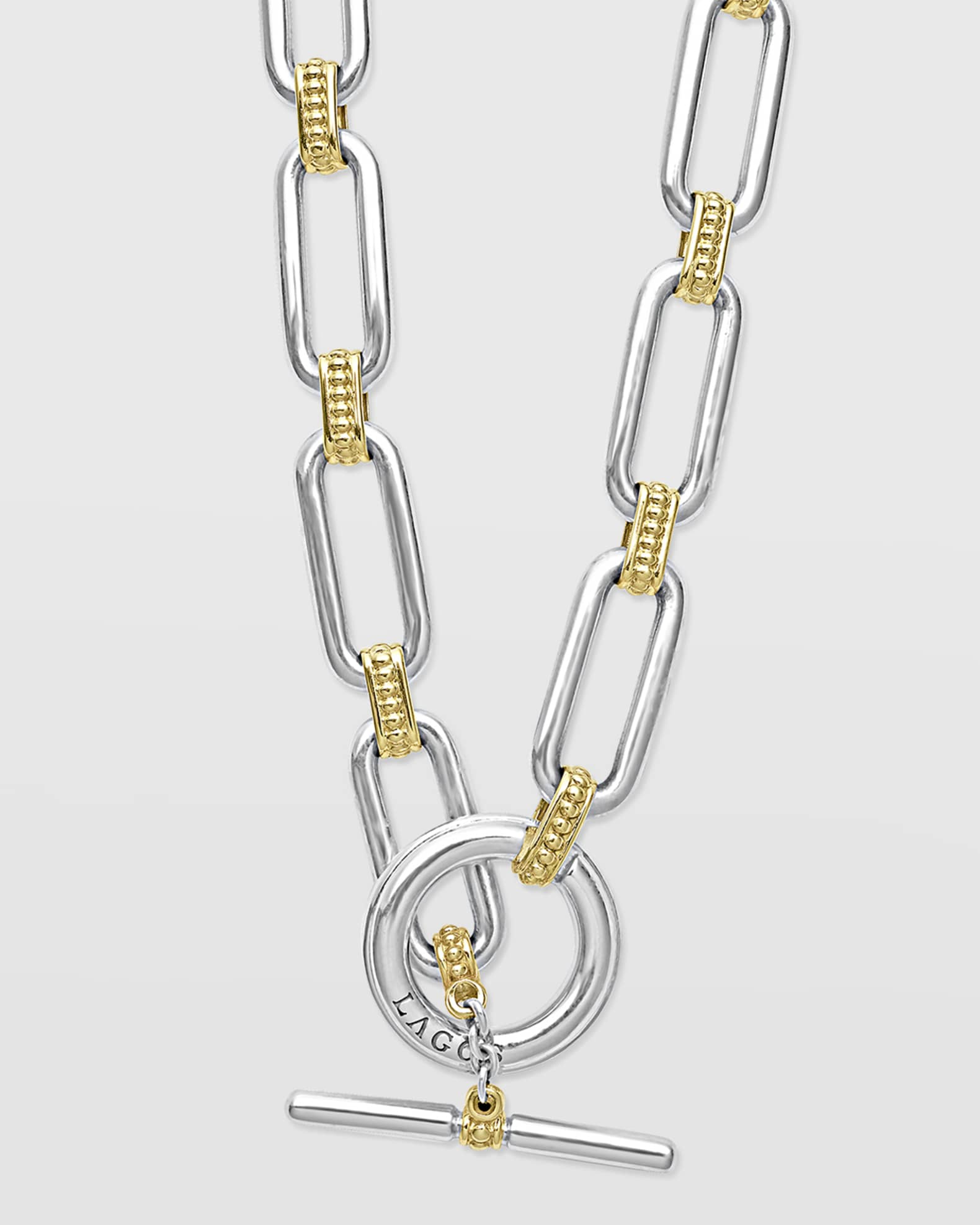 LAGOS Sterling Silver and 18K Signature Caviar Adjustable Toggle