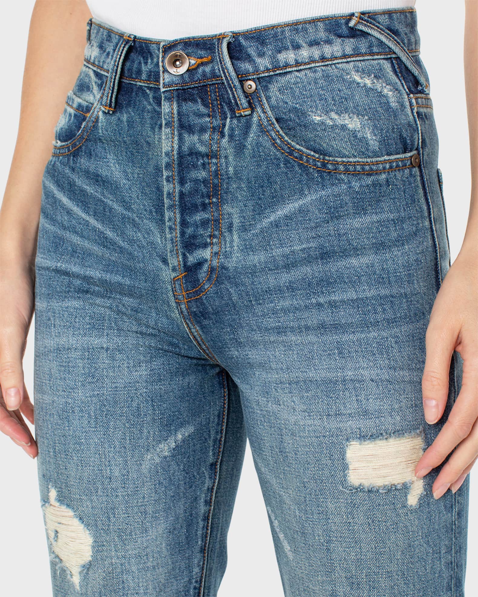 Serra by Joie Rucker Stevie Distressed Straight Flared Jeans | Neiman ...