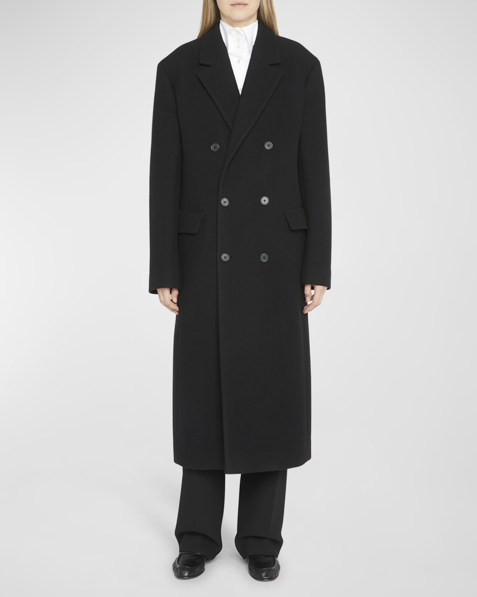 THE ROW Diana Cashmere Double-Breasted Long Pea Coat | Neiman Marcus