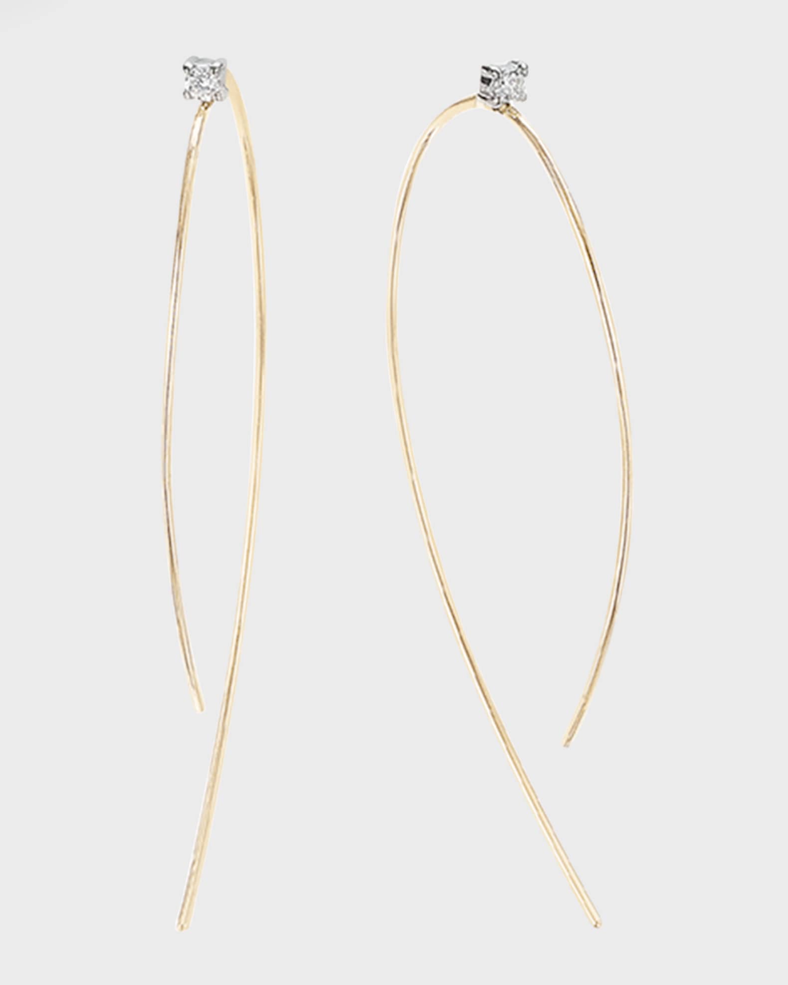 Mini Wire Hooked On Hoop Earrings with Diamonds, 38mm 0