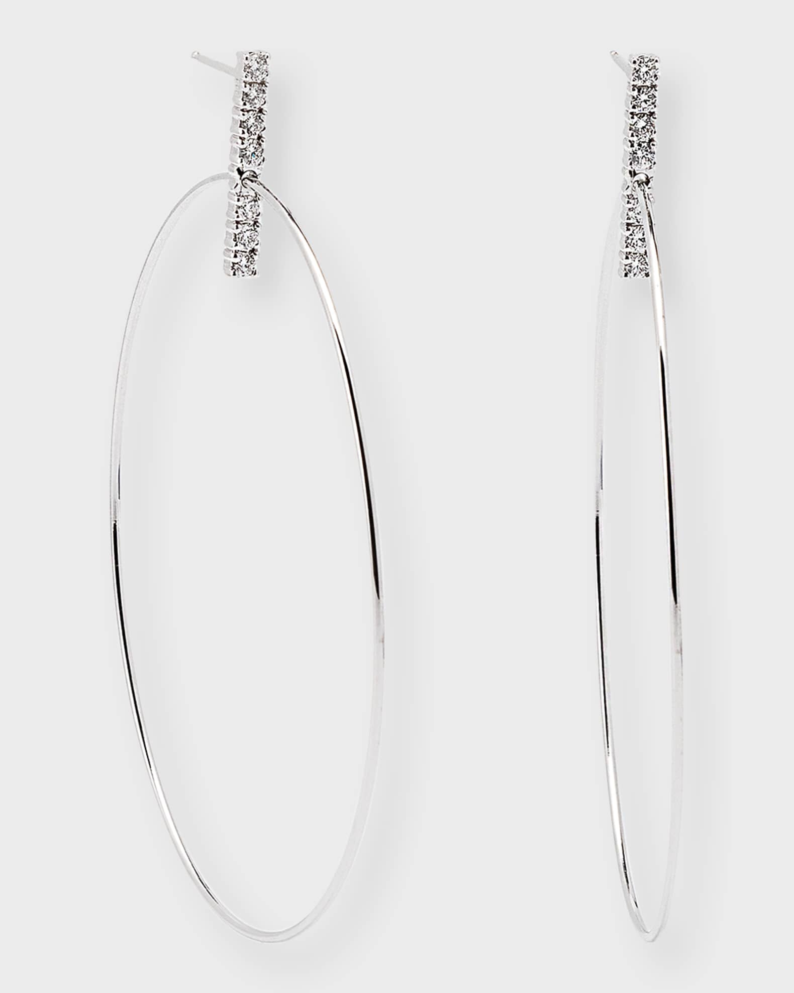 LANA Flawless Diamond Bar Stud Hoop Earrings, 60mm Neiman Marcus
