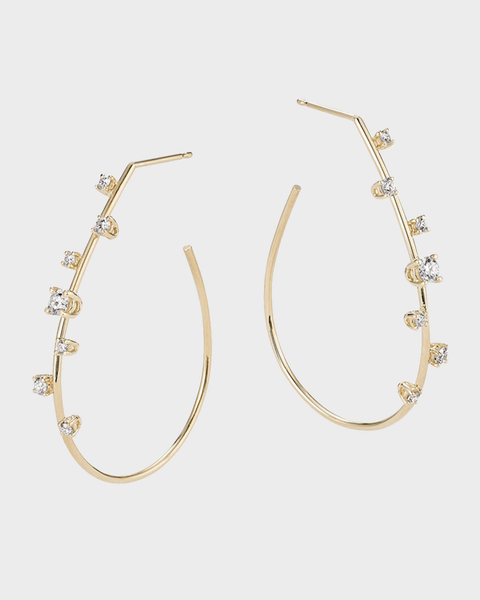 Small Solo Tear Drop Hoop Earrings with Diamonds, 36mm 1