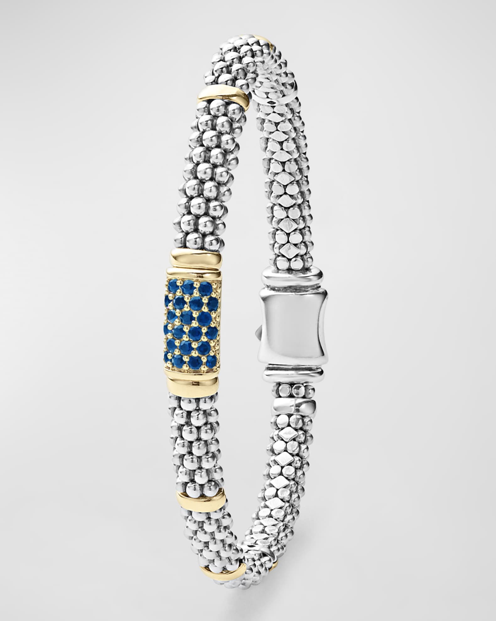 LAGOS 18K Gold Station and Sterling Silver Caviar Bead Bracelet with