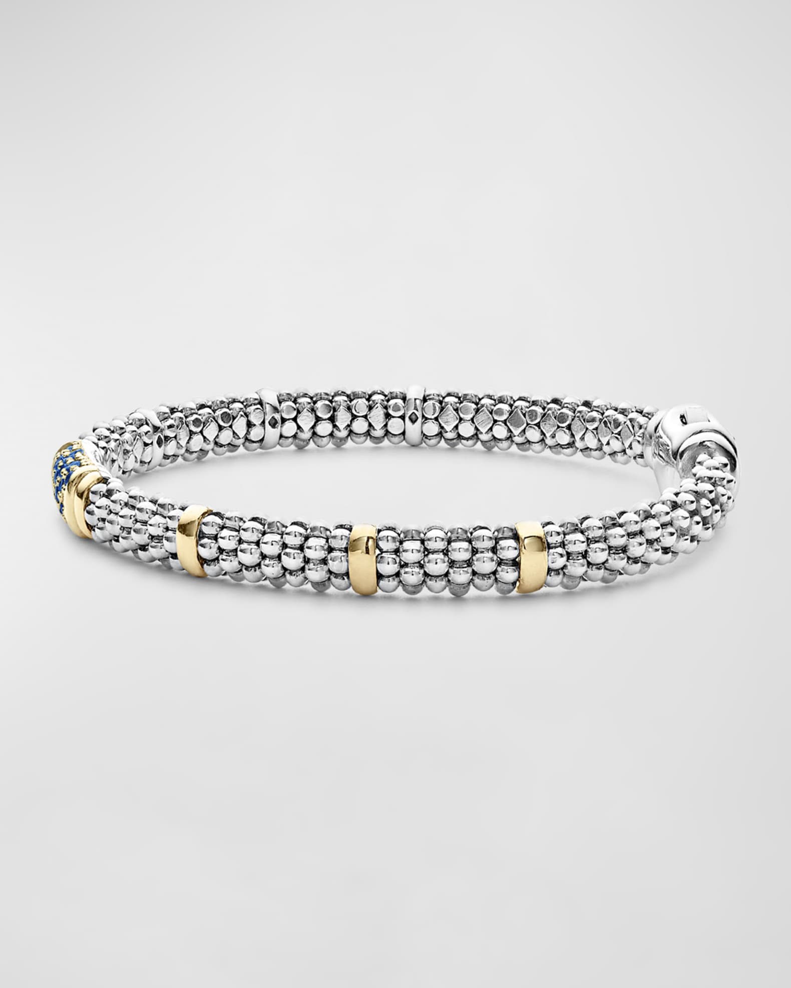 LAGOS 18K Gold Station and Sterling Silver Caviar Bead Bracelet with