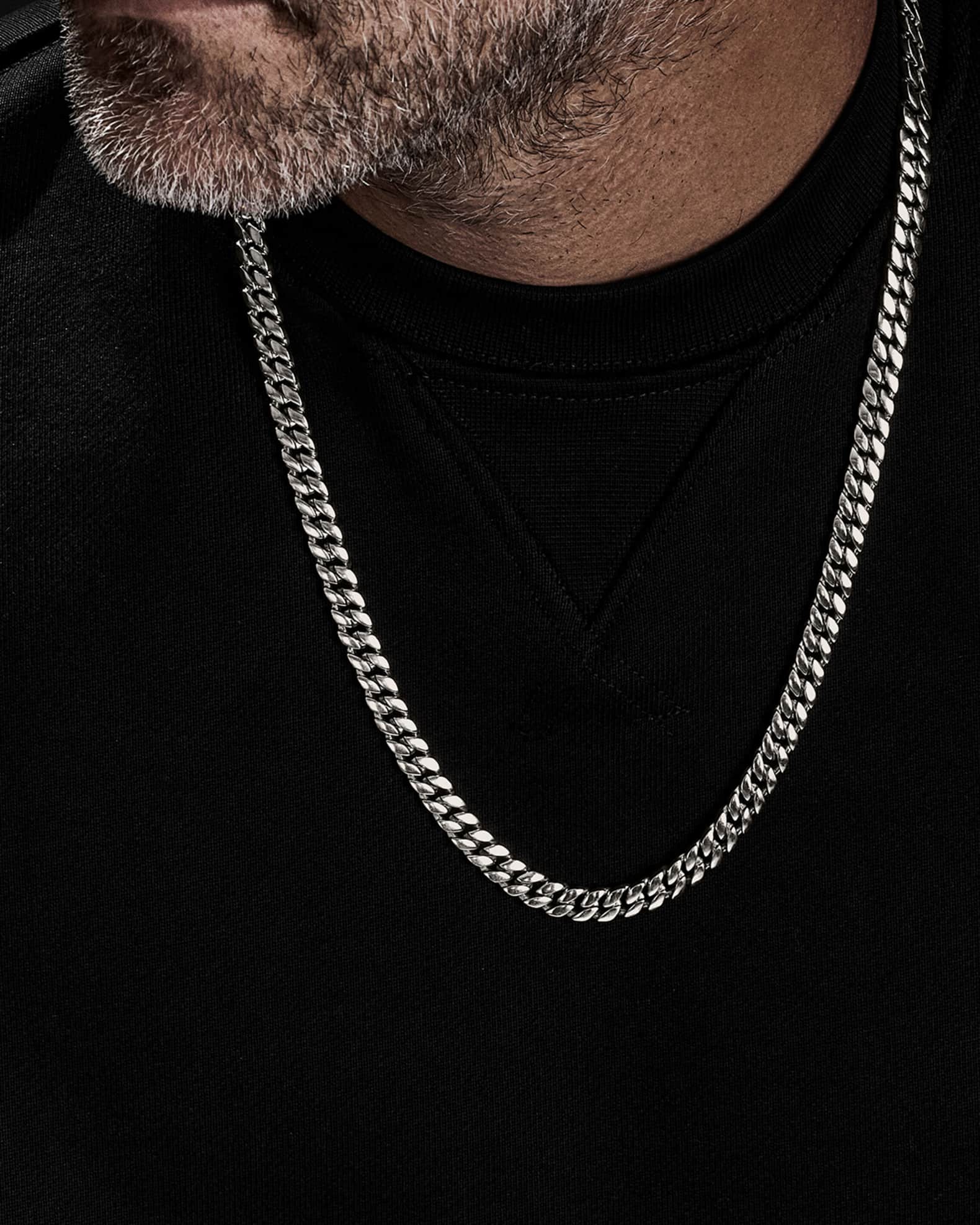 Men s Silver Curb Chain Necklaces Neiman Marcus