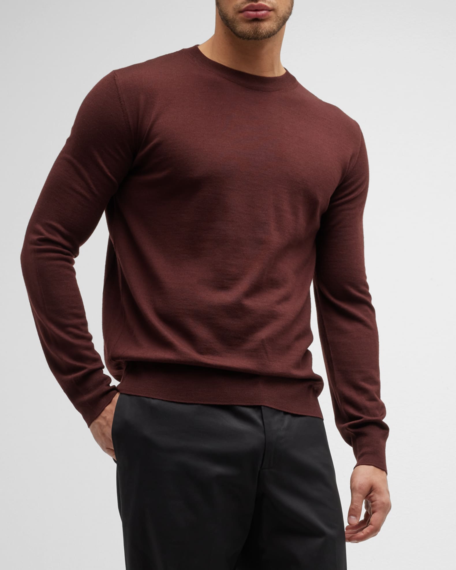Jil Sander Men's Crew-Neck Lightweight Wool Sweater | Neiman Marcus