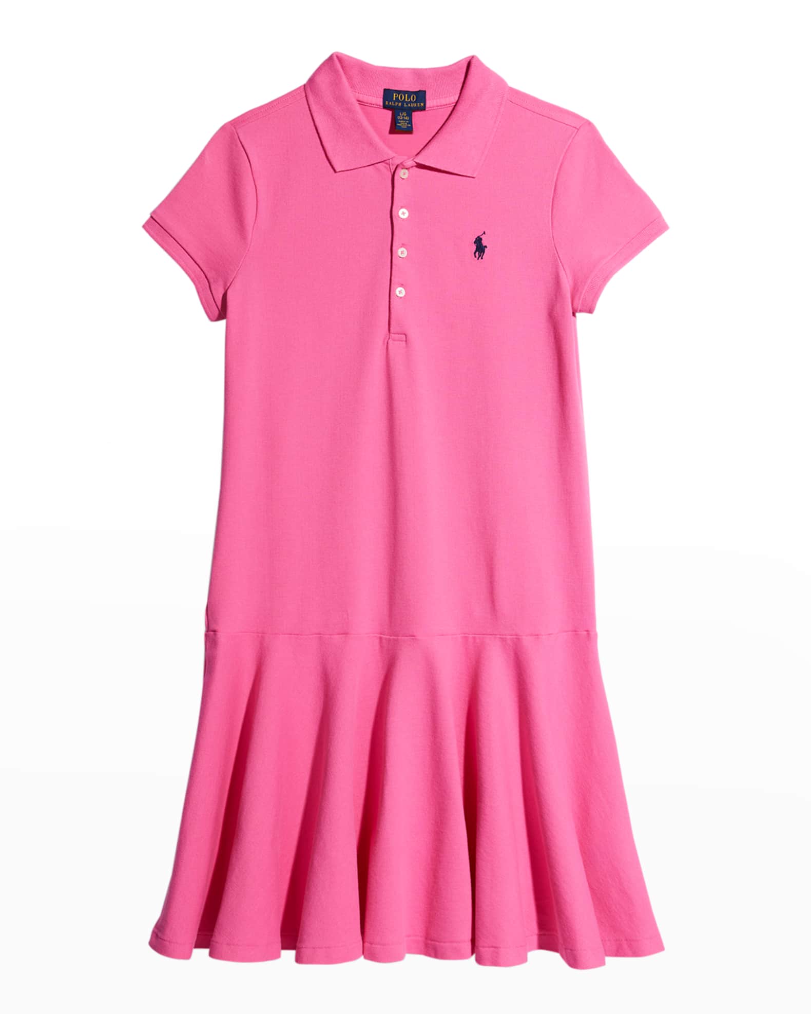 ワンピース Ralph Lauren Dress Pink Sand Ralph Lauren Childrenswear Girl's Stretch Cotton Mesh Polo