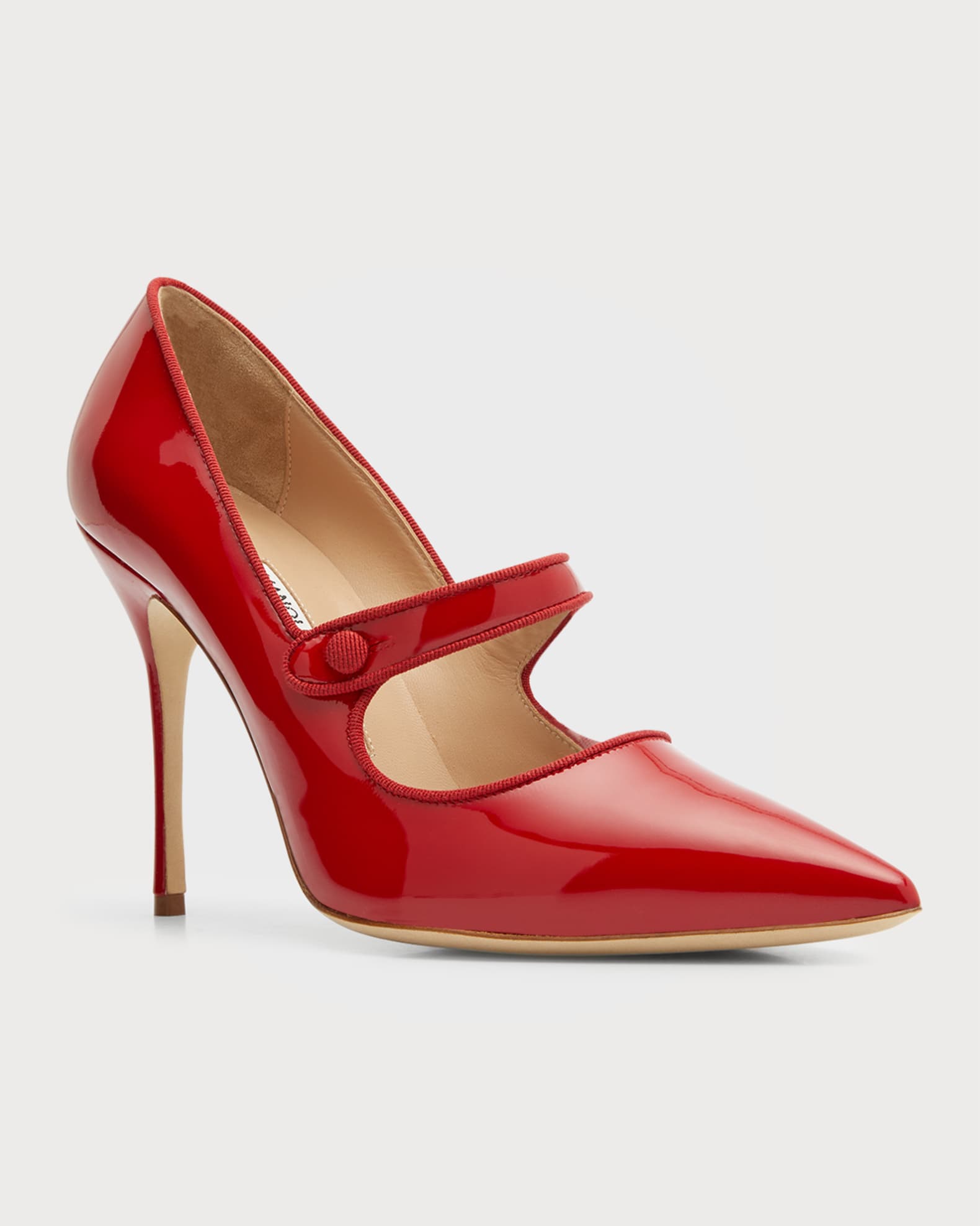 Manolo Blahnik Campari Patent Mary Jane Pumps Neiman Marcus