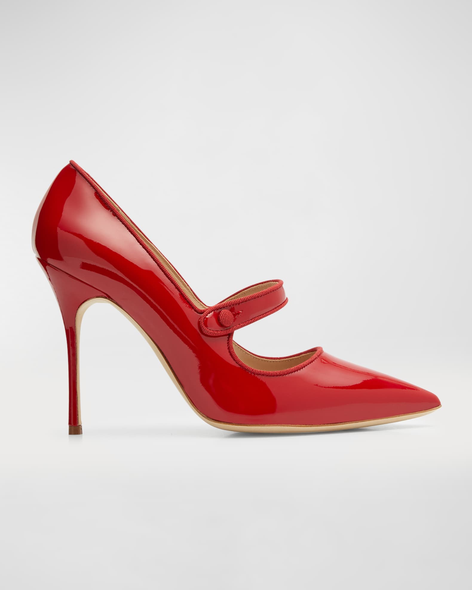 Manolo Blahnik Campari Patent Mary Jane Pumps | Neiman Marcus