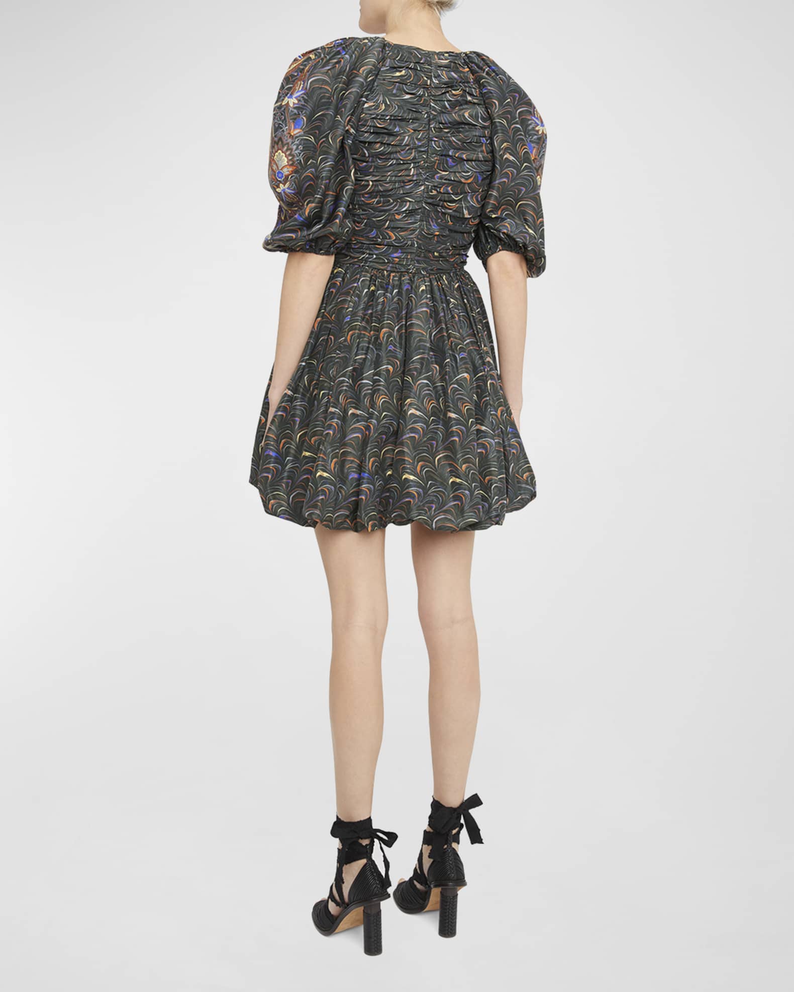 Ulla Johnson Gwen Elbow Puff-Sleeve Mini Dress | Neiman Marcus