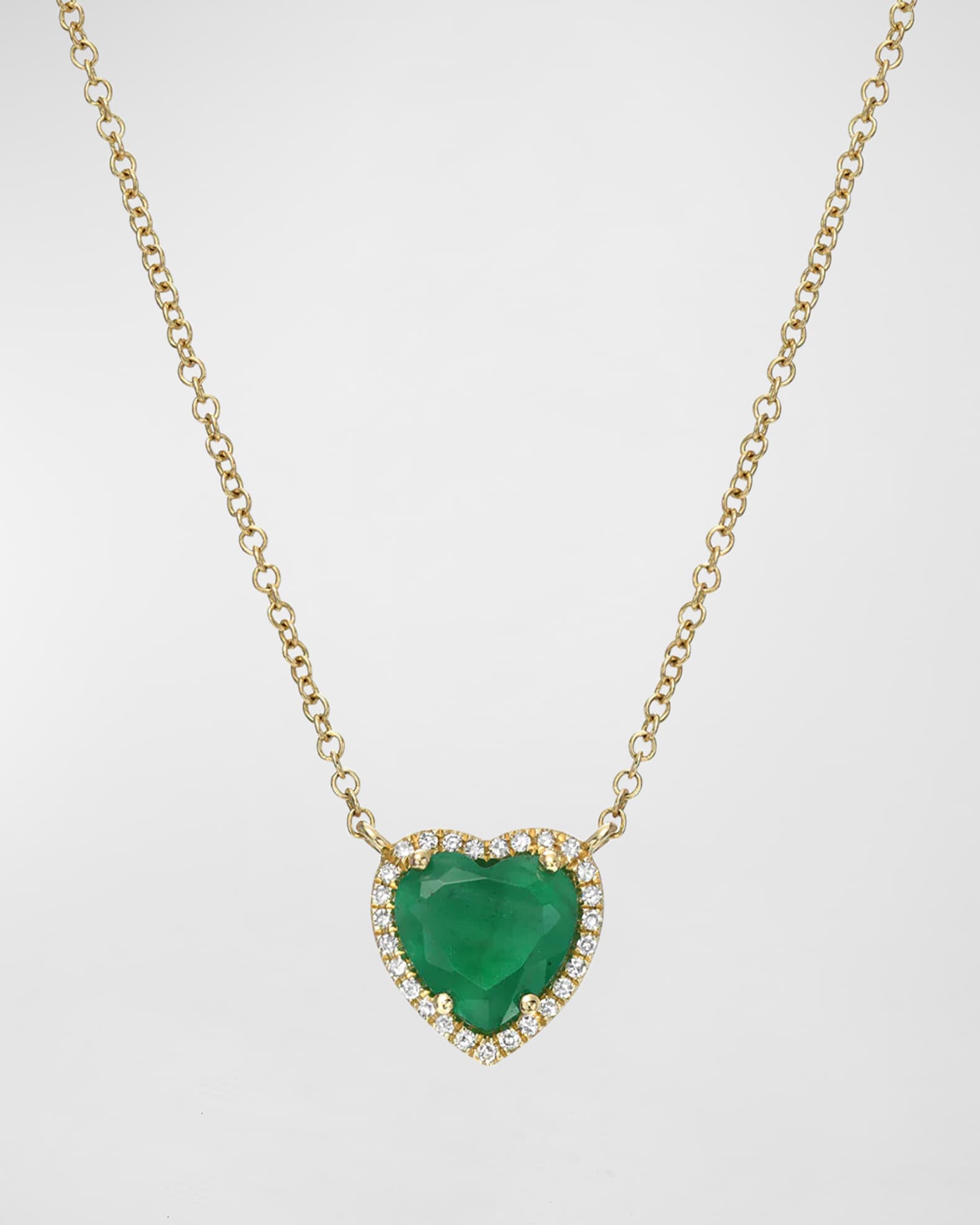 Zoe Lev Jewelry Diamond Halo Emerald Heart Necklace Neiman Marcus