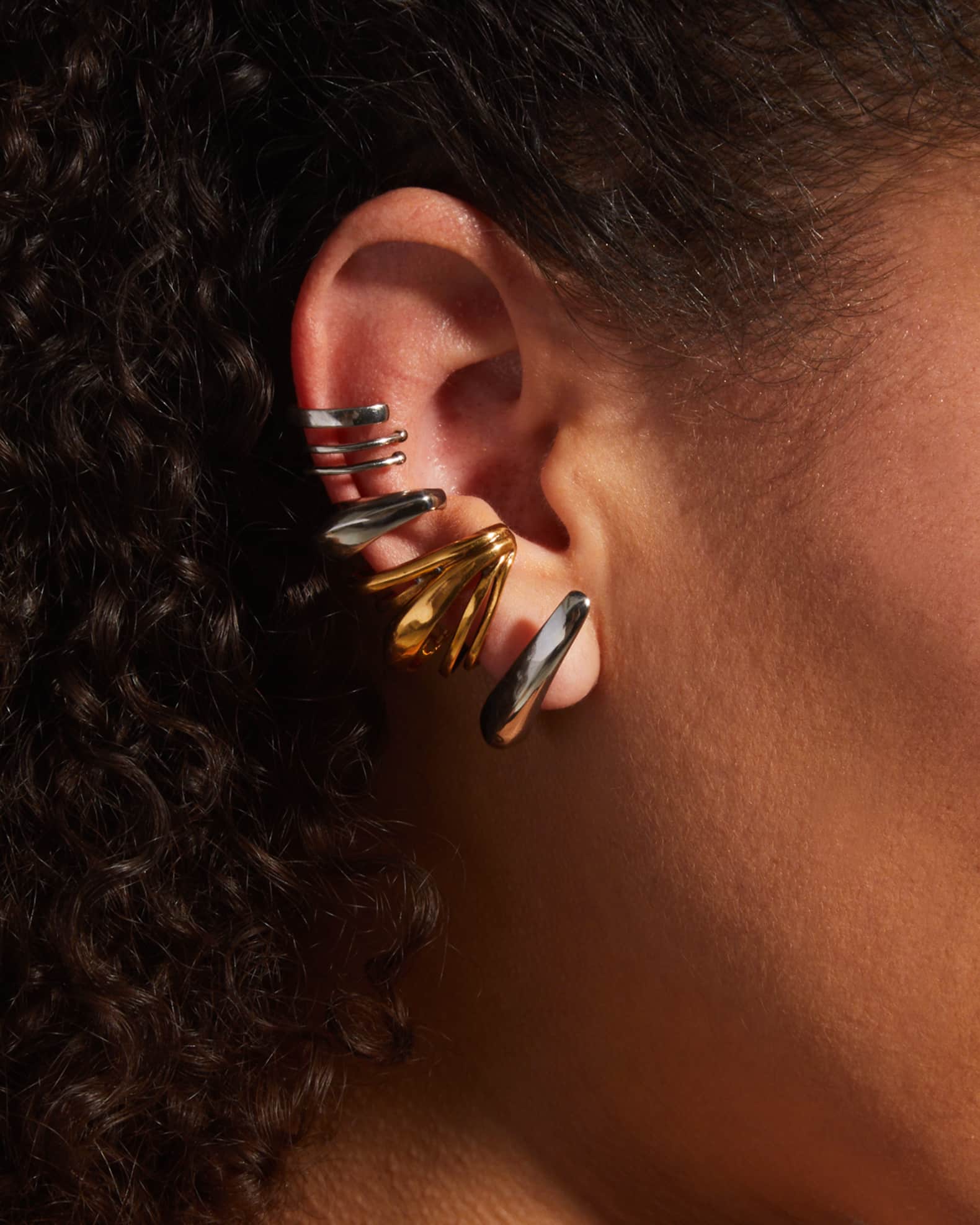 Alexander McQueen TwoTone MultiHoop Ear Cuff, Single, Right Neiman