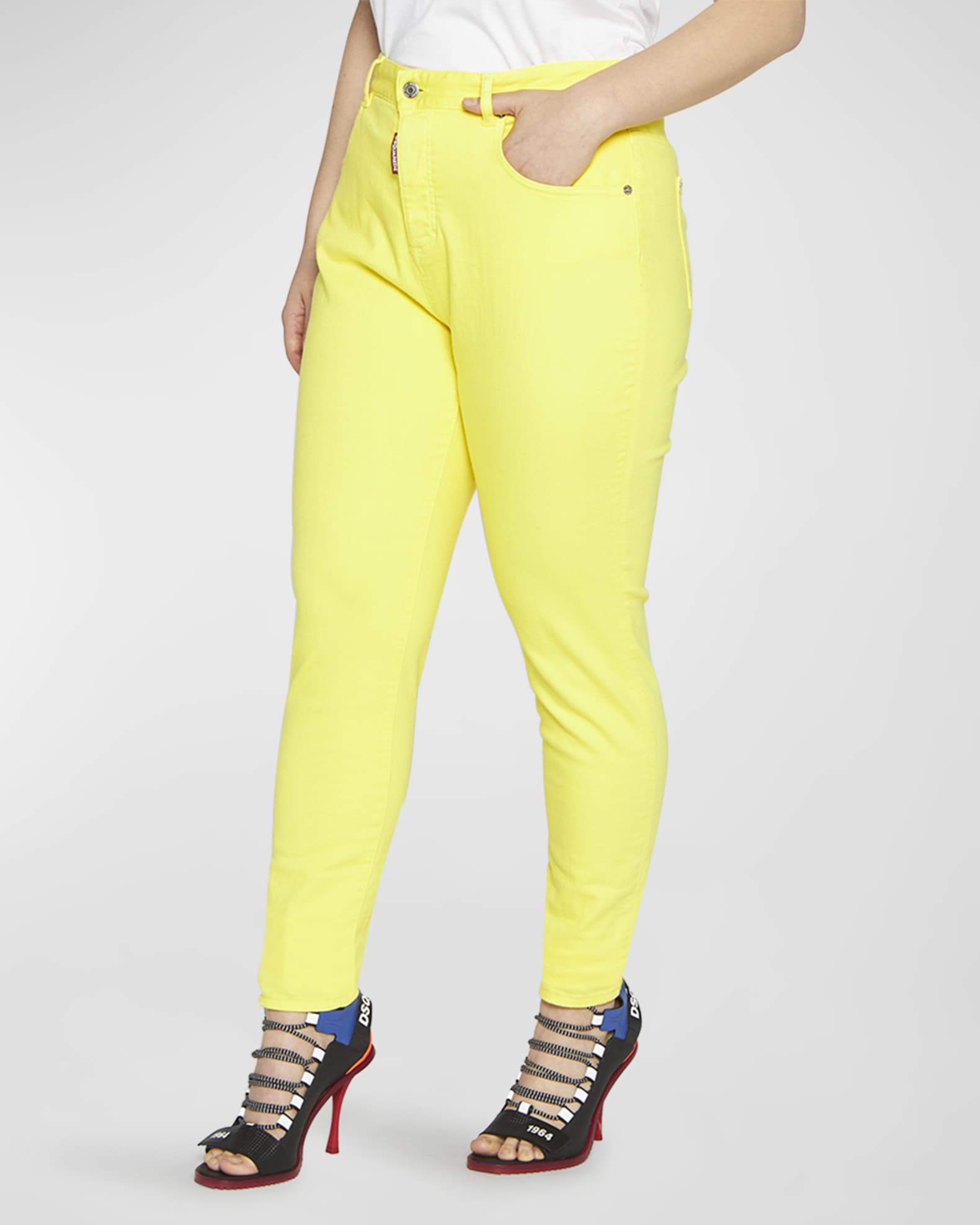 Plus size yellow skinny cheap jeans