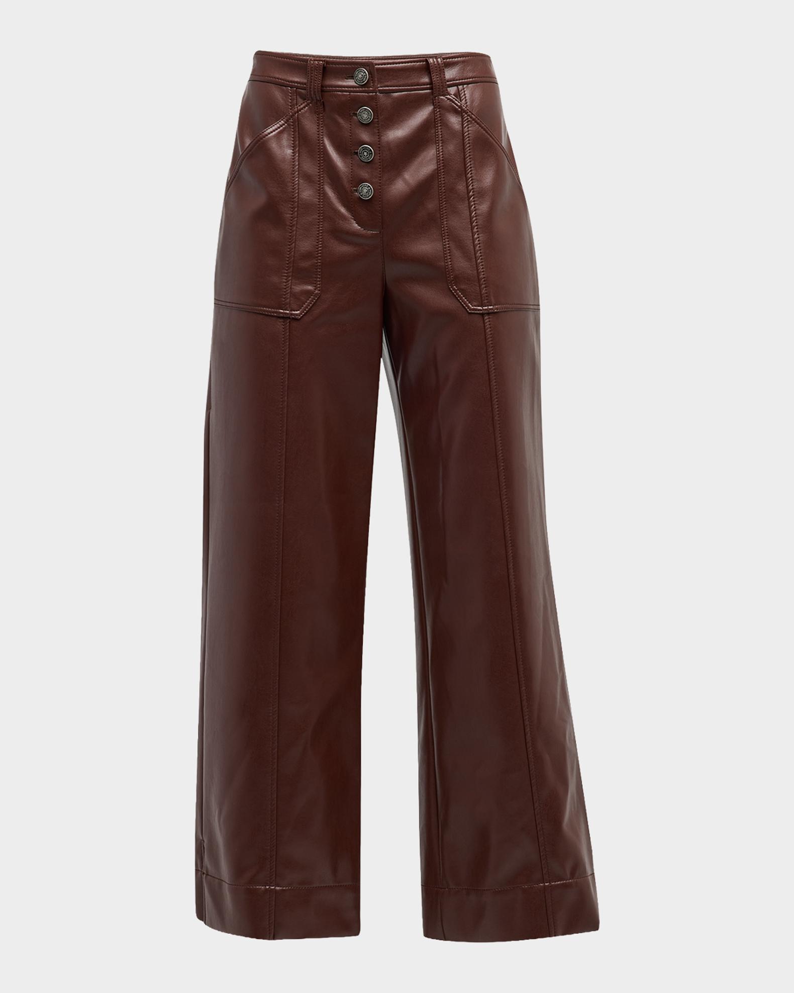 Cinq a Sept Benji Cropped Wide-Leg Faux-Leather Pants | Neiman Marcus