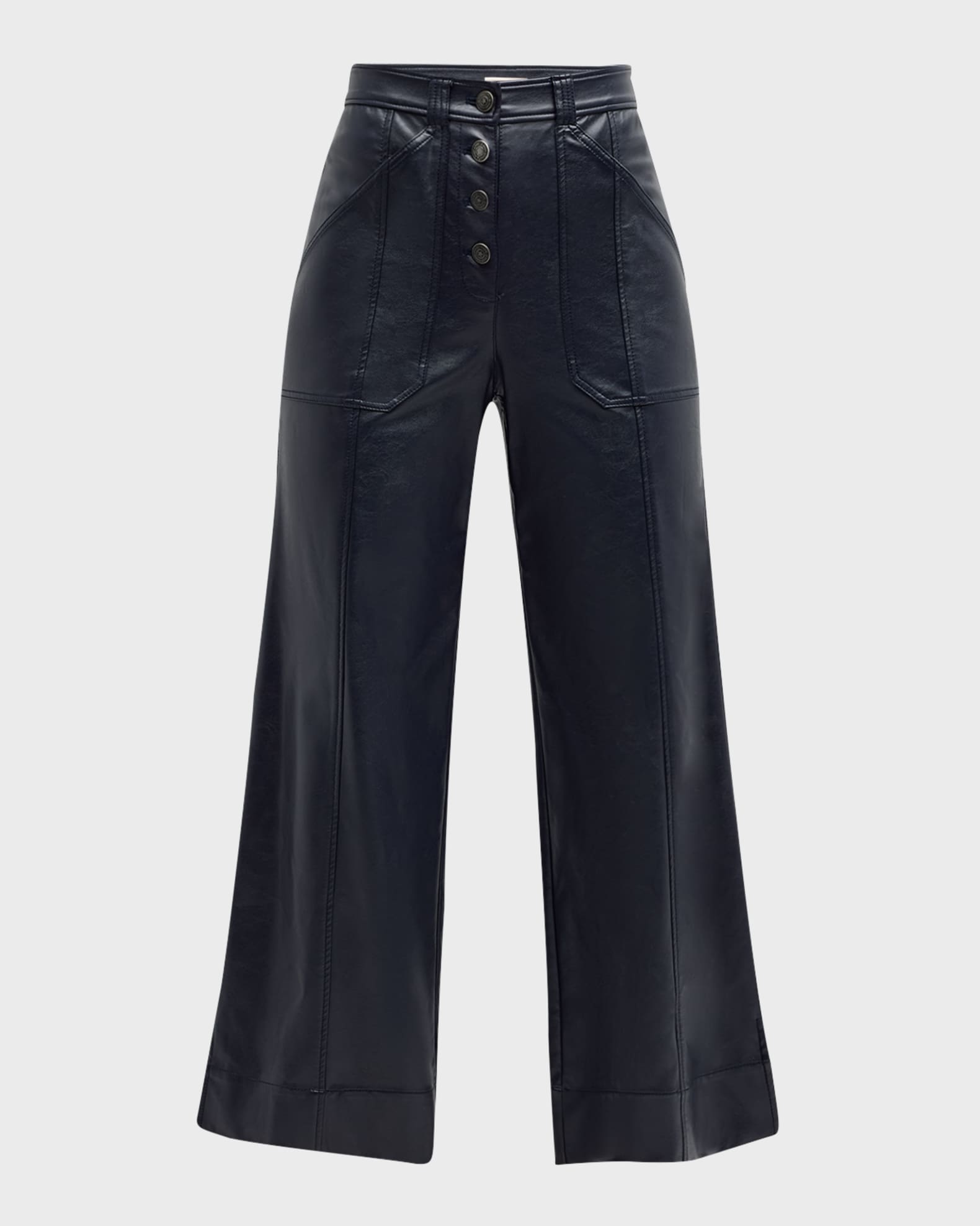 Benji Cropped Wide-Leg Faux-Leather Pants 0