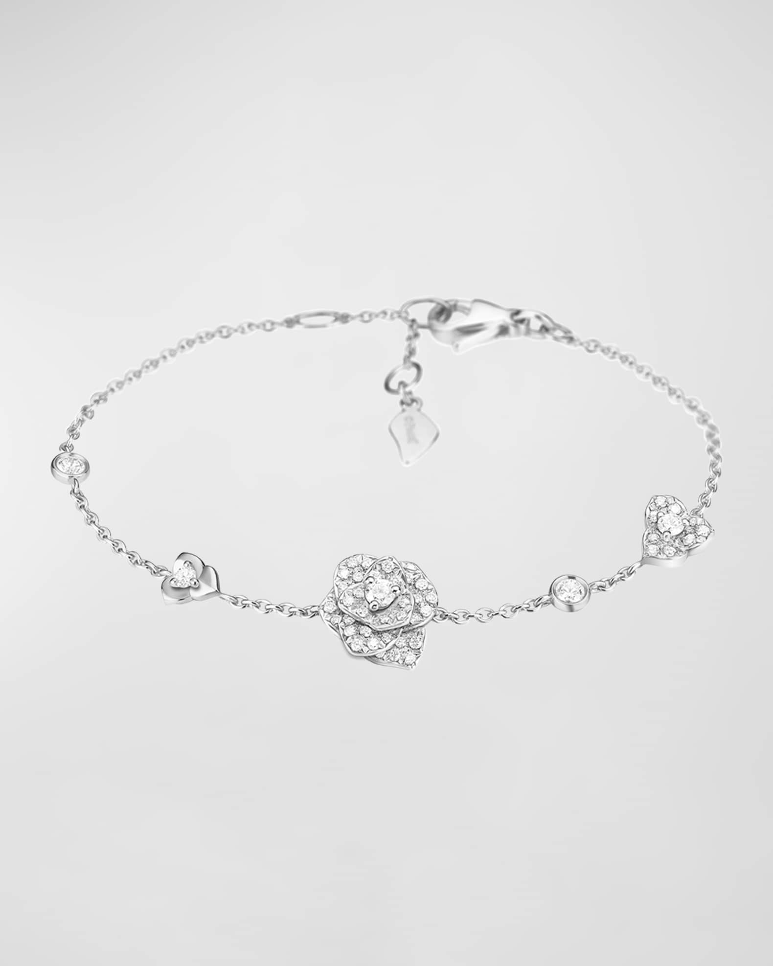 Piaget 18K White Gold Rose 3-Motif Diamond Bracelet