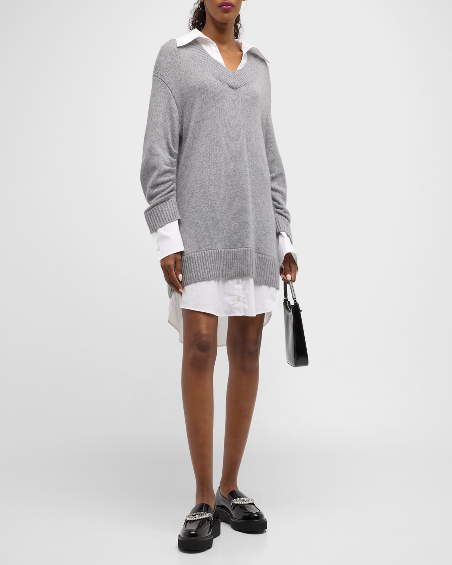 Cinq a Sept Santina Collared Combo Mini Dress | Neiman Marcus