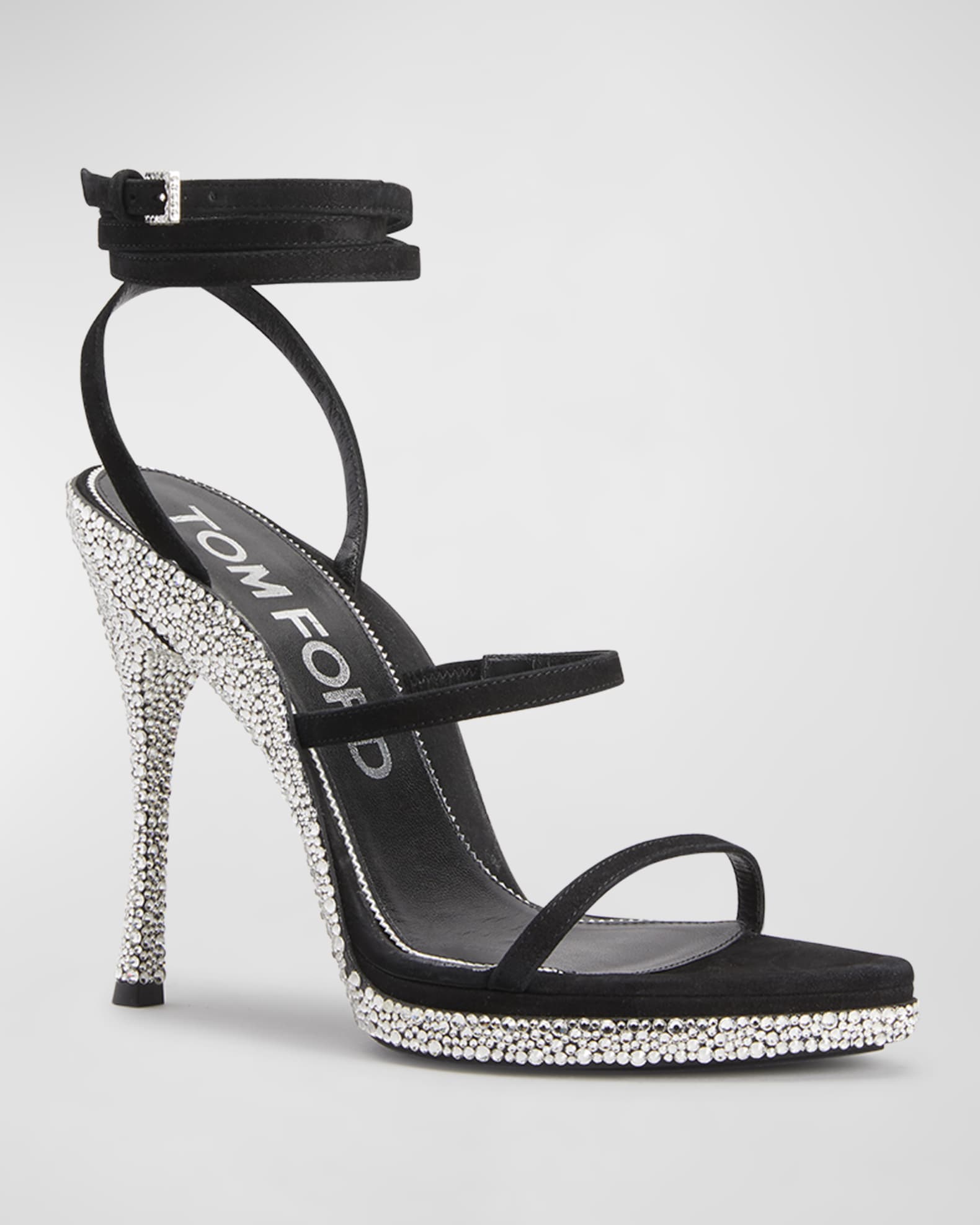 TOM FORD Crystal-Embellished Suede Stiletto Sandals | Neiman Marcus
