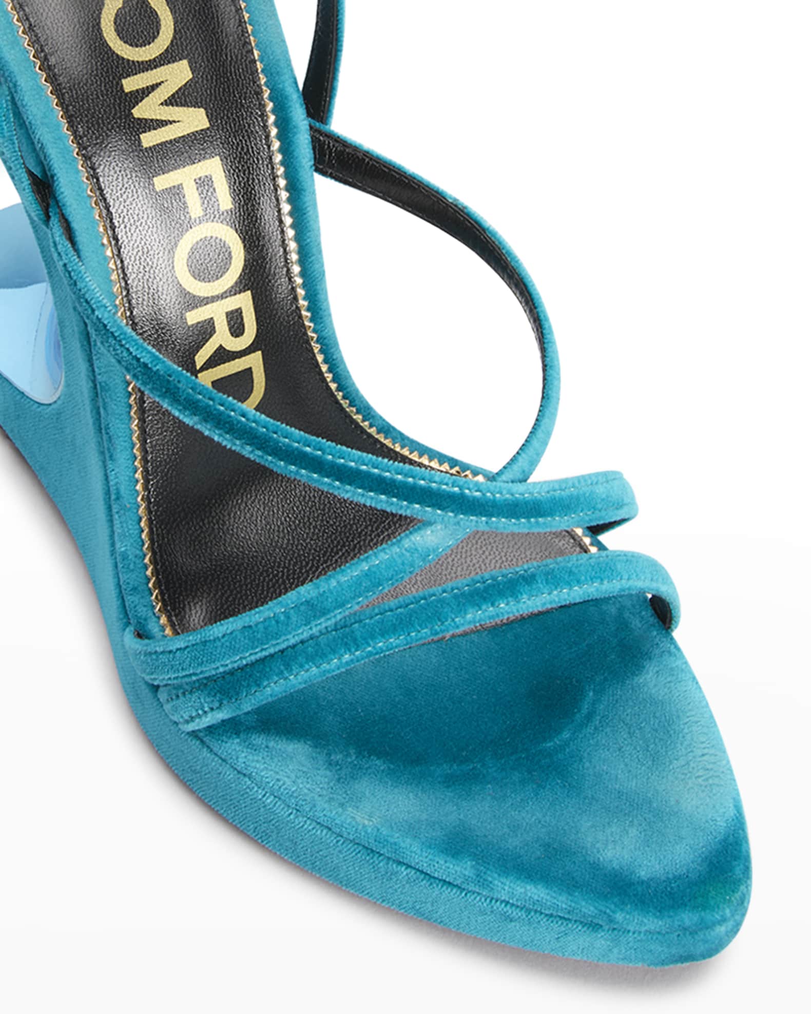 TOM FORD Velvet Ankle-Strap Wedge Sandals | Neiman Marcus