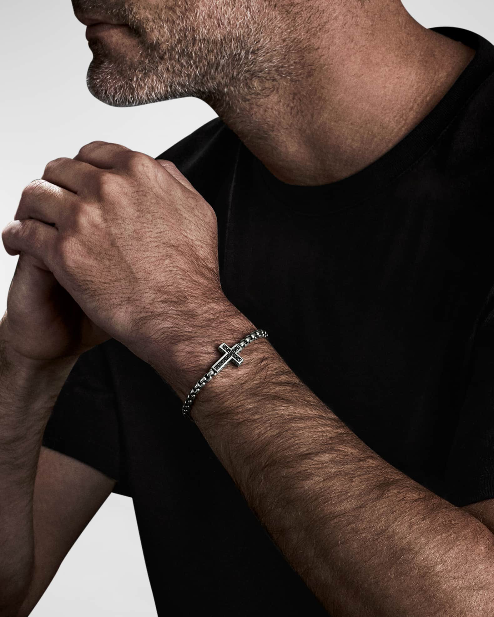Men's Streamline Cross Bracelet in Silver, 5mm 1