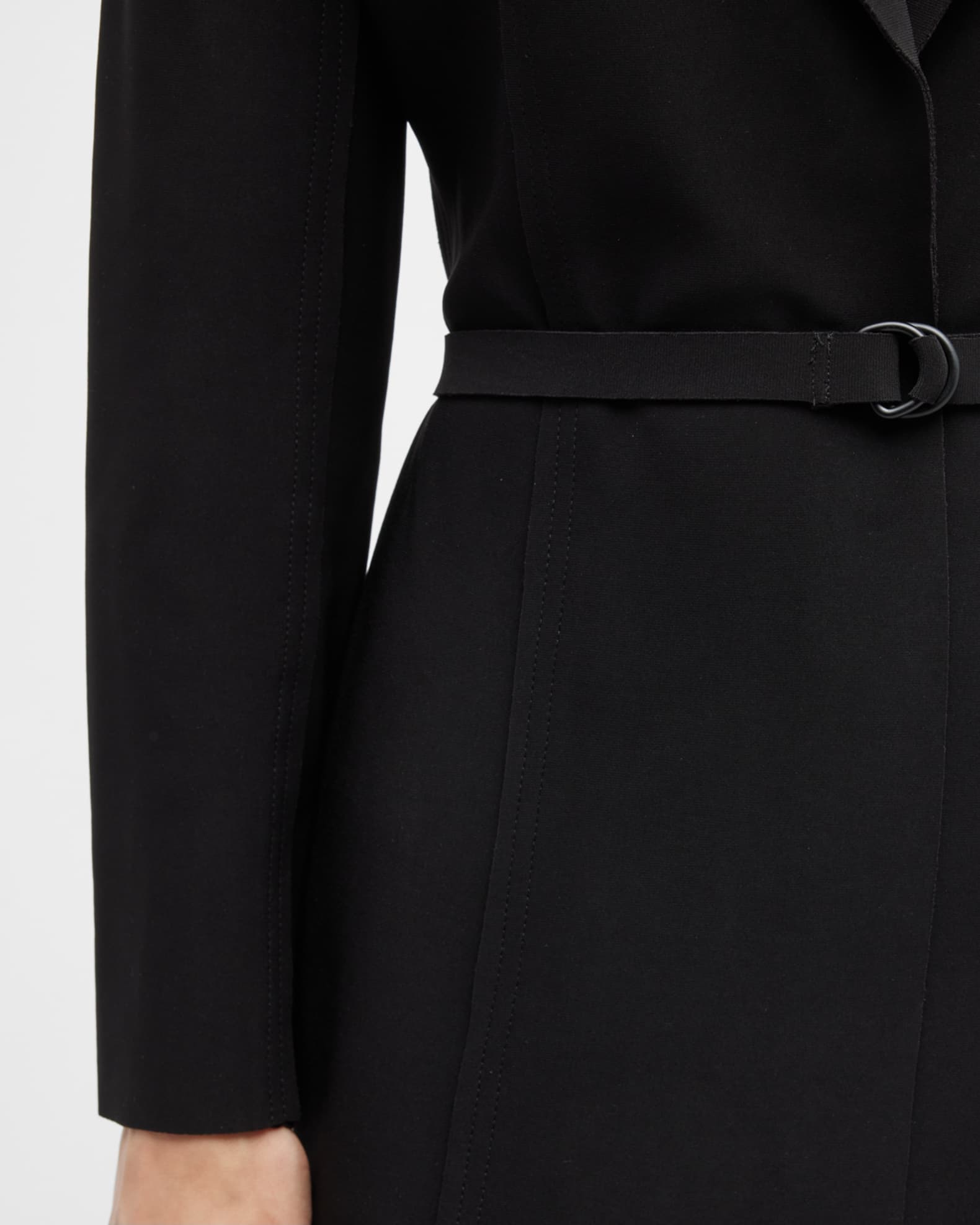 knee length dresses for ladies Norma Kamali Belted Blazer Midi Dress Black Neoprene Size Medium   Celebrity Owned