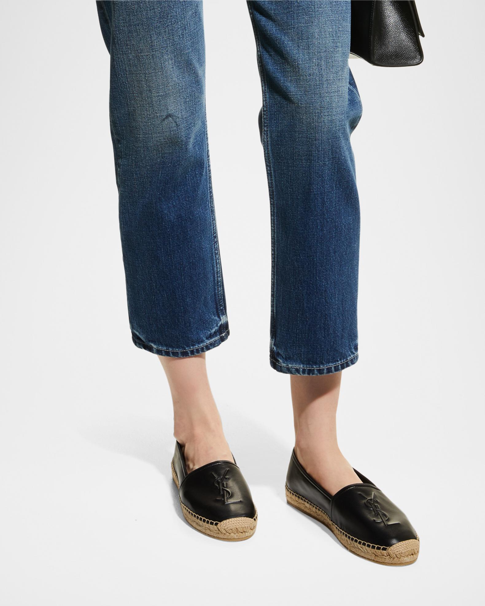 Yves Saint Laurent Black Leather Espadrille Slip-Ons with Natural Trim Review: YSL Espadrilles in Black Leather - FunSizeFit main image 4