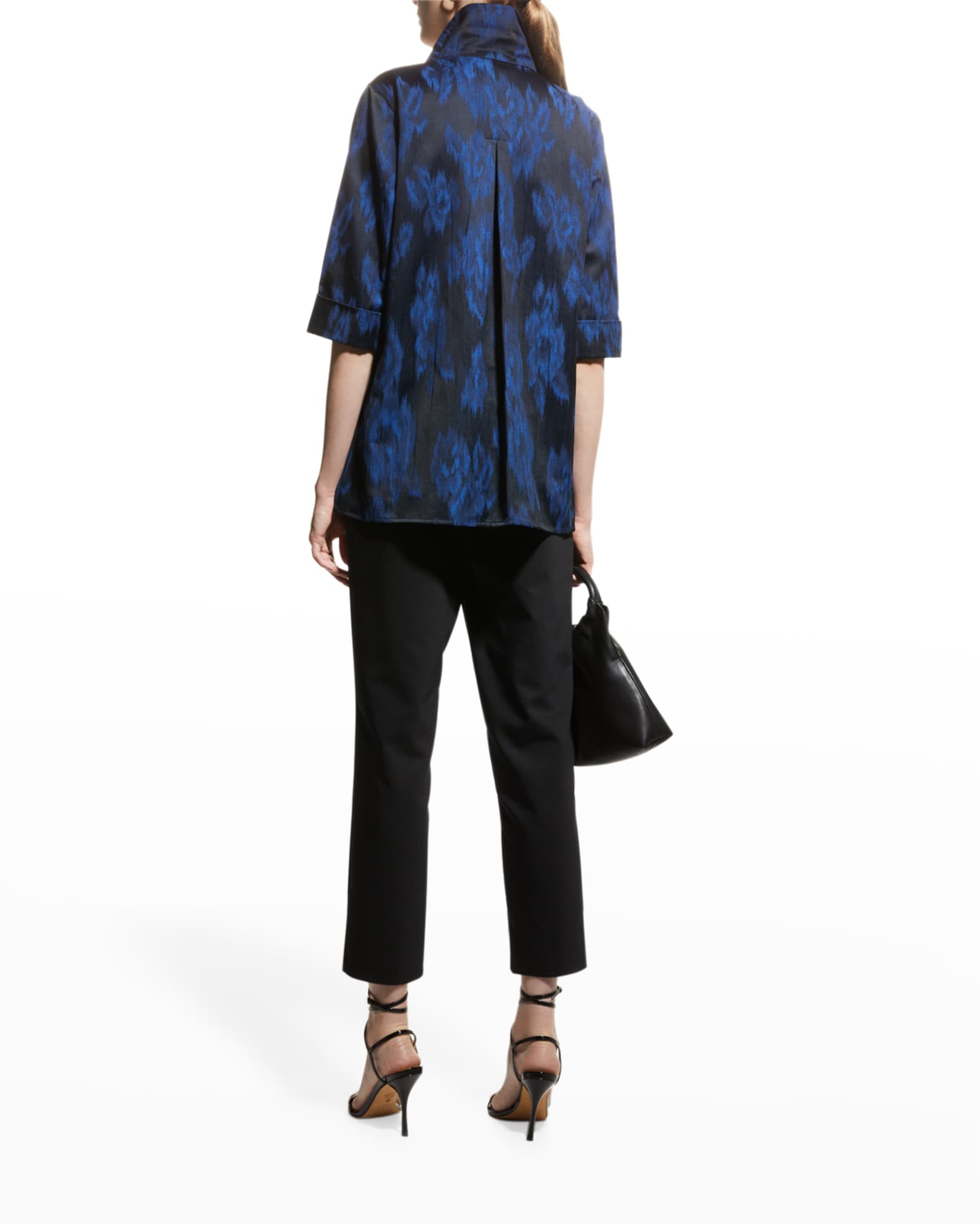 Caroline Rose Crinkle Floral Jacquard Shirt | Neiman Marcus
