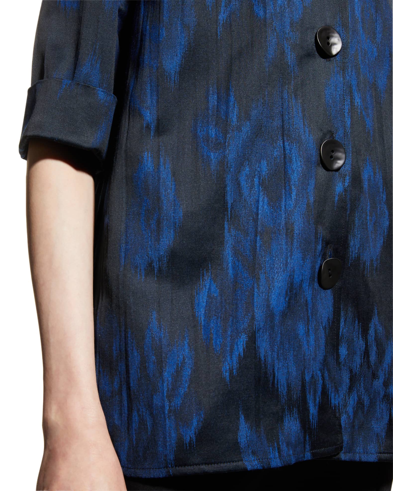 Caroline Rose Crinkle Floral Jacquard Shirt | Neiman Marcus