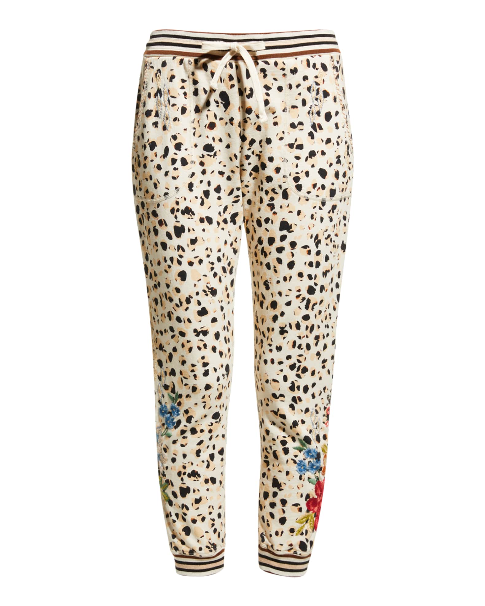 Johnny Was Josephine Floral-Embroidered Joggers | Neiman Marcus