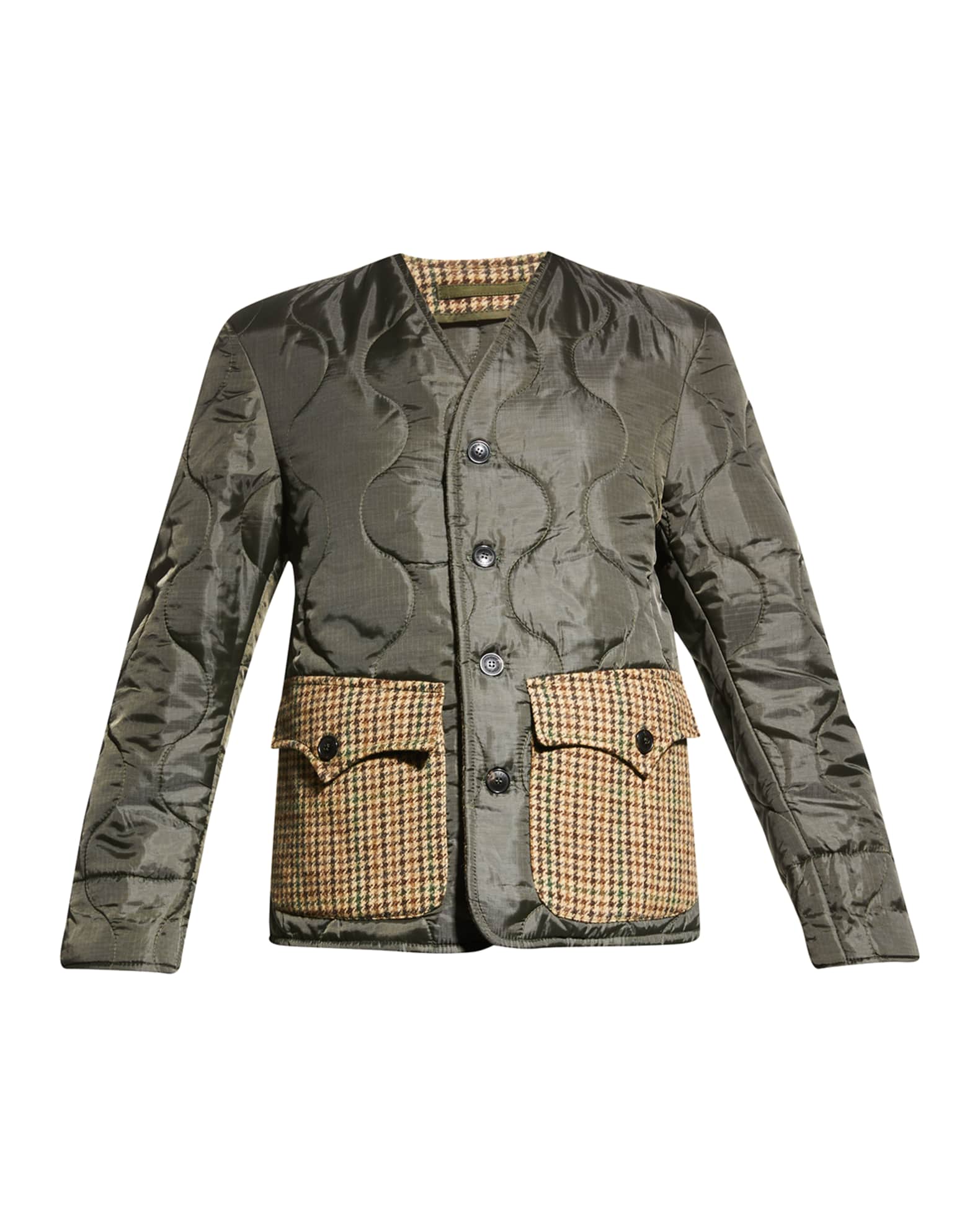 FORTELA Quilted Mixed Media Jacket Neiman Marcus